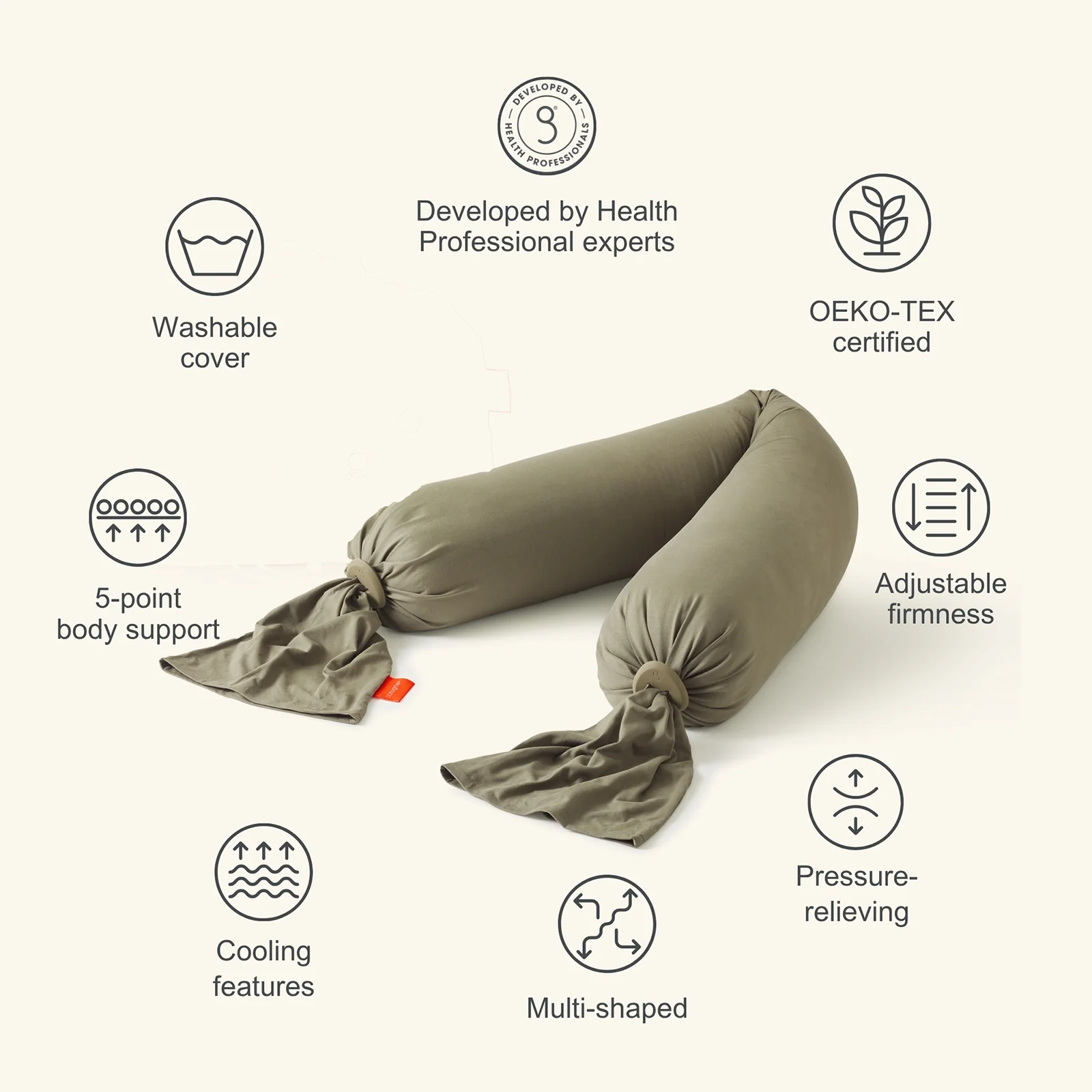 bbhugme Pregnancy Pillow - Dusty Olive - Image 3