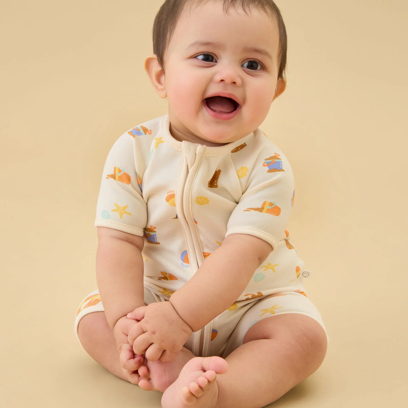 Beach Day & Blue Ribbed Summer Sleepsuit 2 Pack - Image 2