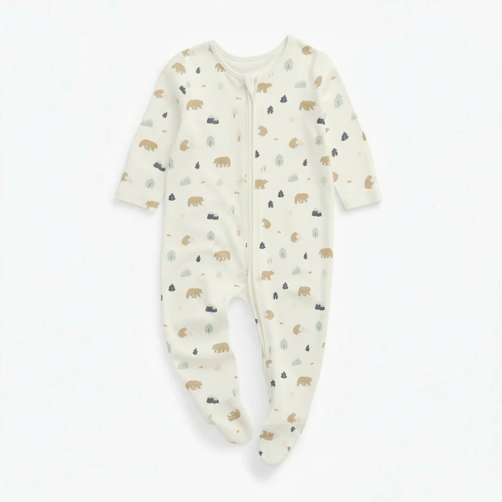 Bear Print Clever Zip Sleepsuit - Image 2