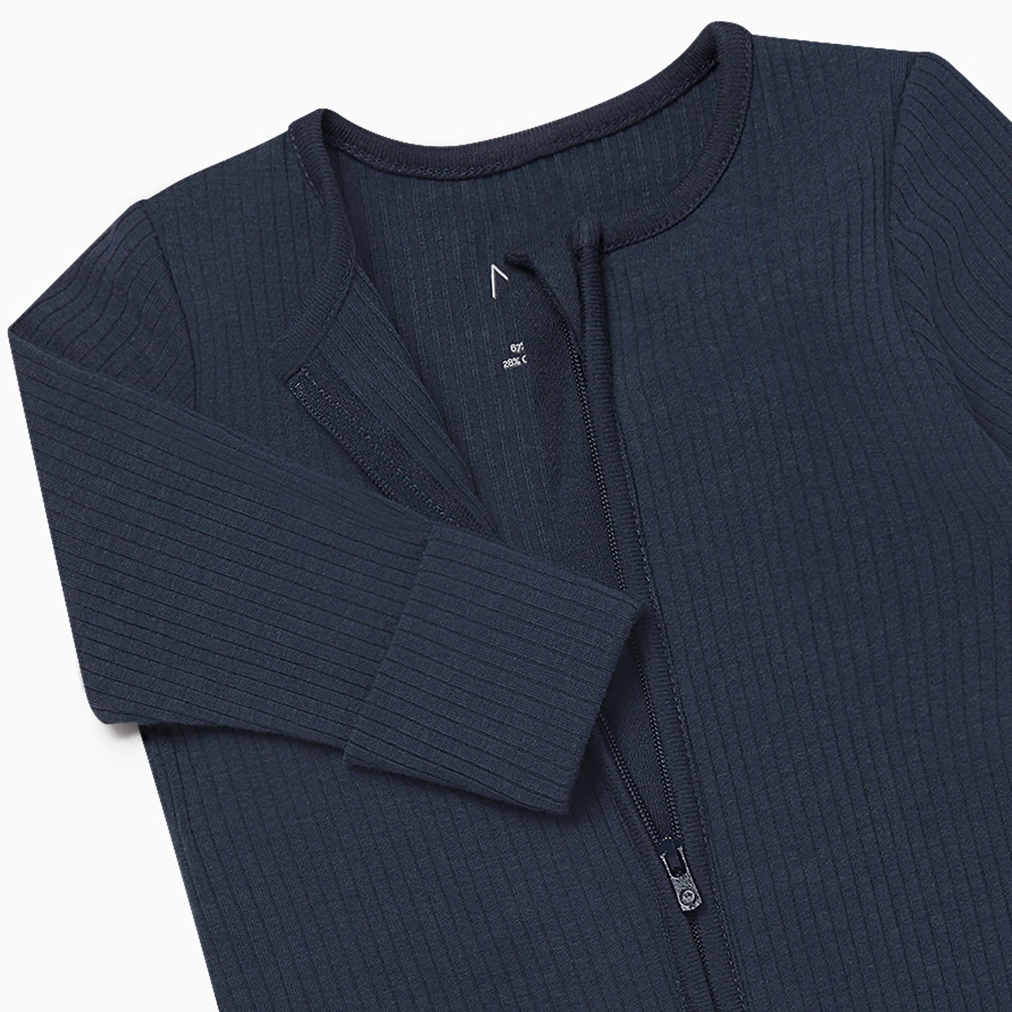 Bear Ribbed Clever Zip Sleepsuit - Image 5