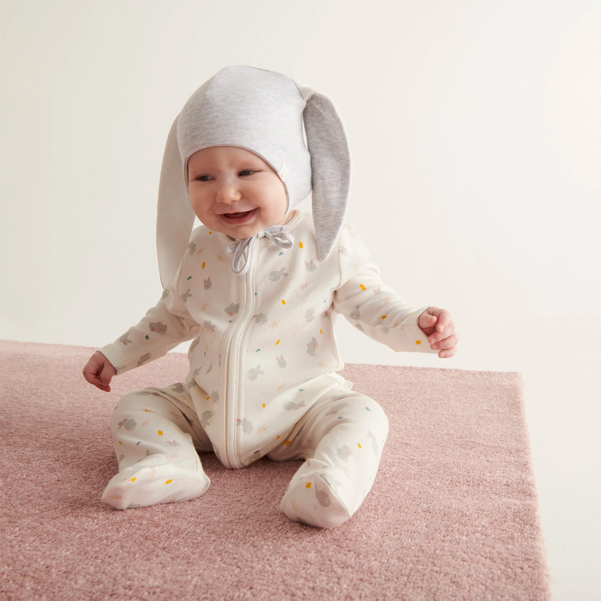 Bunny Printed Clever Zip Sleepsuit - Image 7
