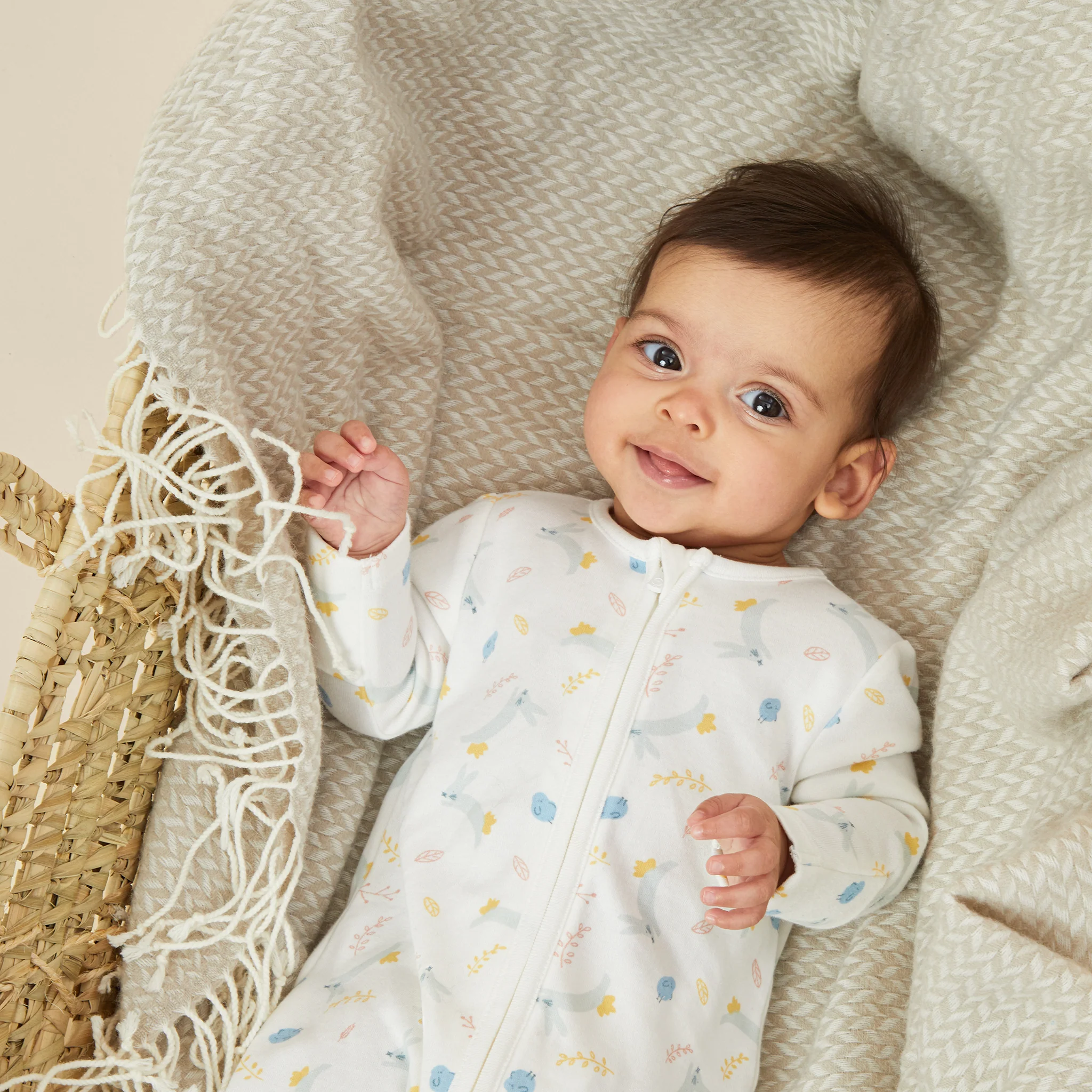Bunny Print Zip-Up Sleepsuit - Image 4