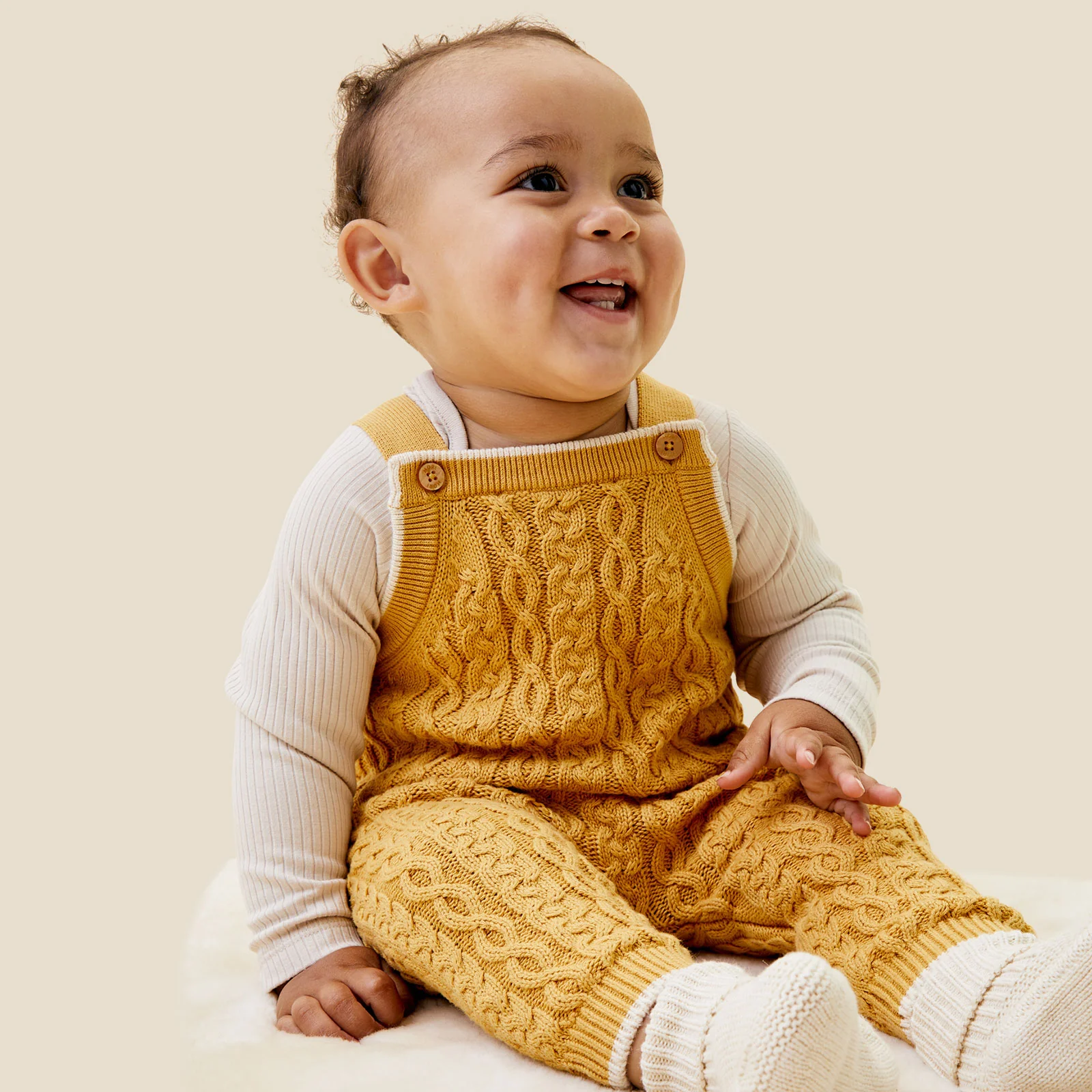 Cable Knit Dungarees & Bodysuit Outfit - Image 3