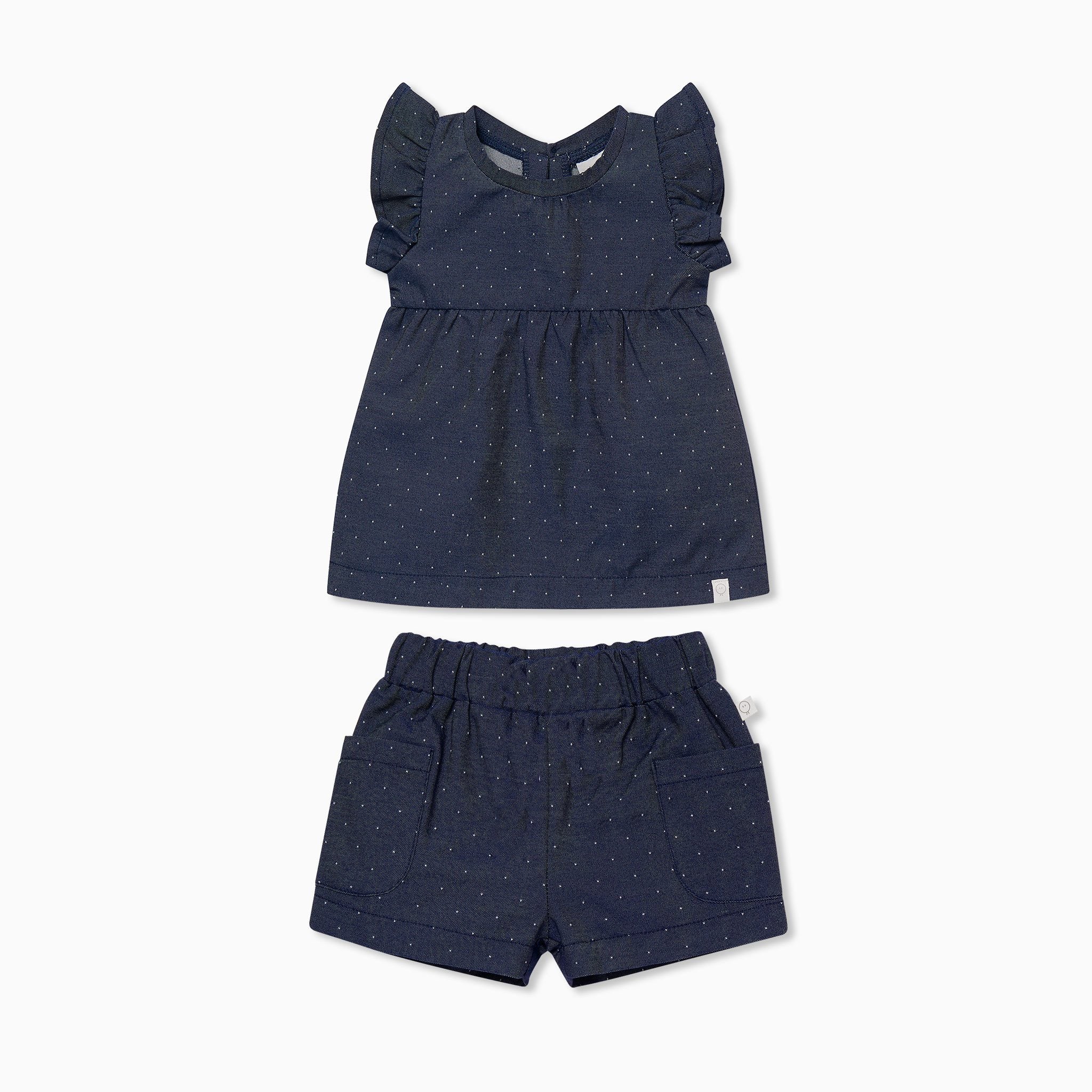 Chambray Top & Shorts Outfit