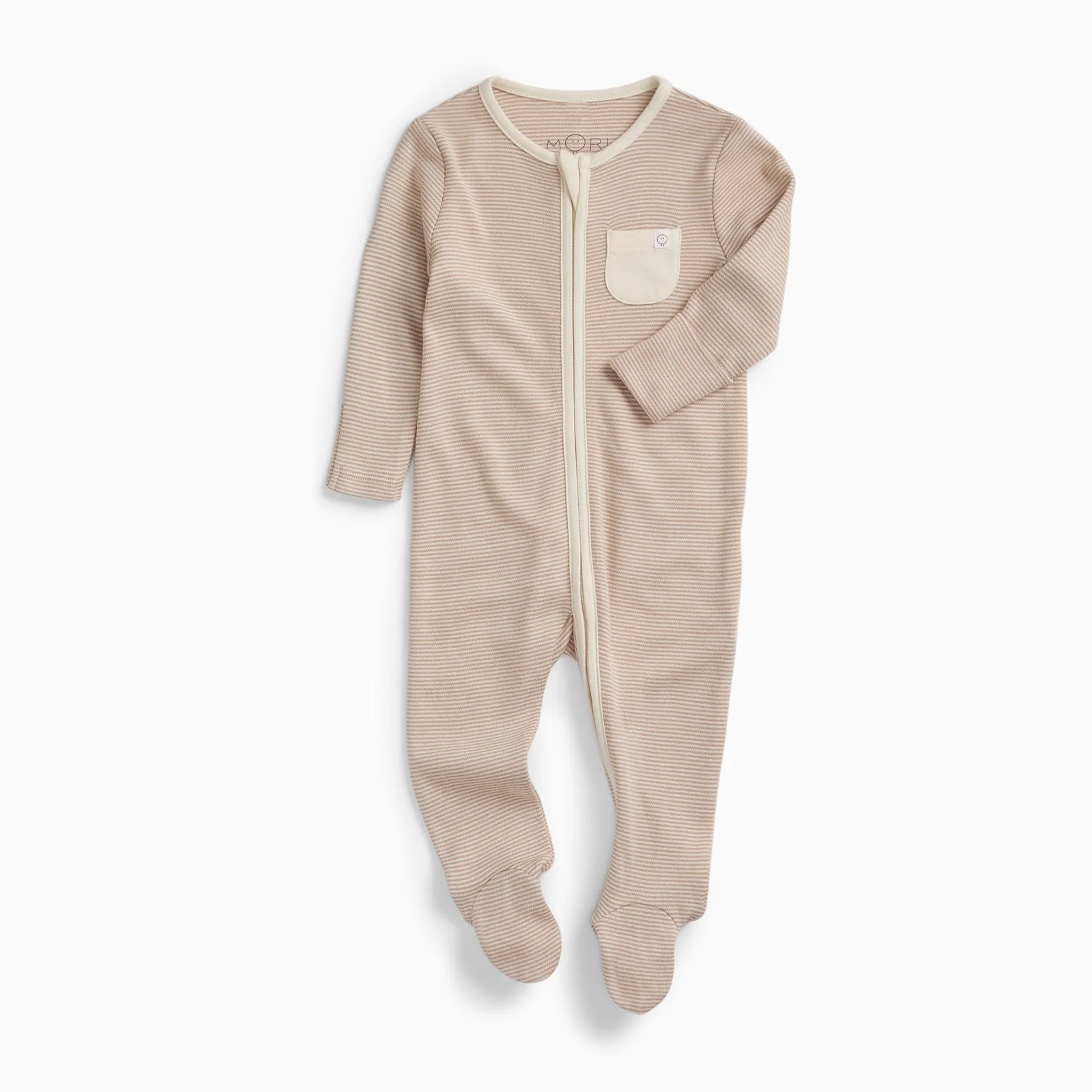 Clever Zip Sleepsuit - Oatmeal Stripe - Image 2