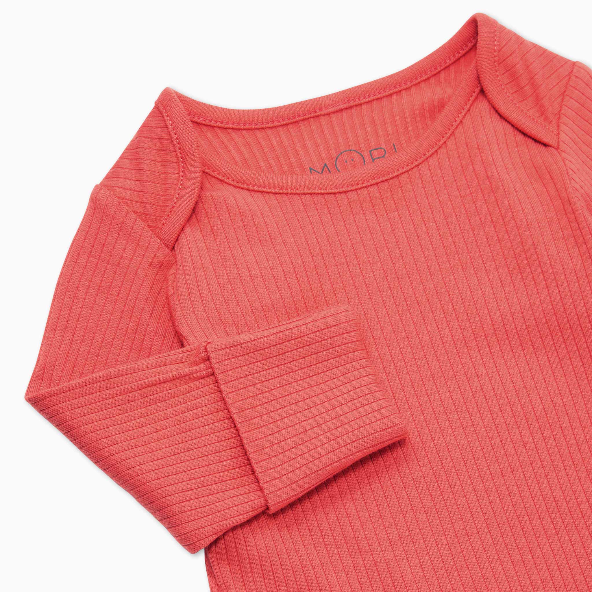 Coral Ribbed Long Sleeve Bodysuit - Image 2