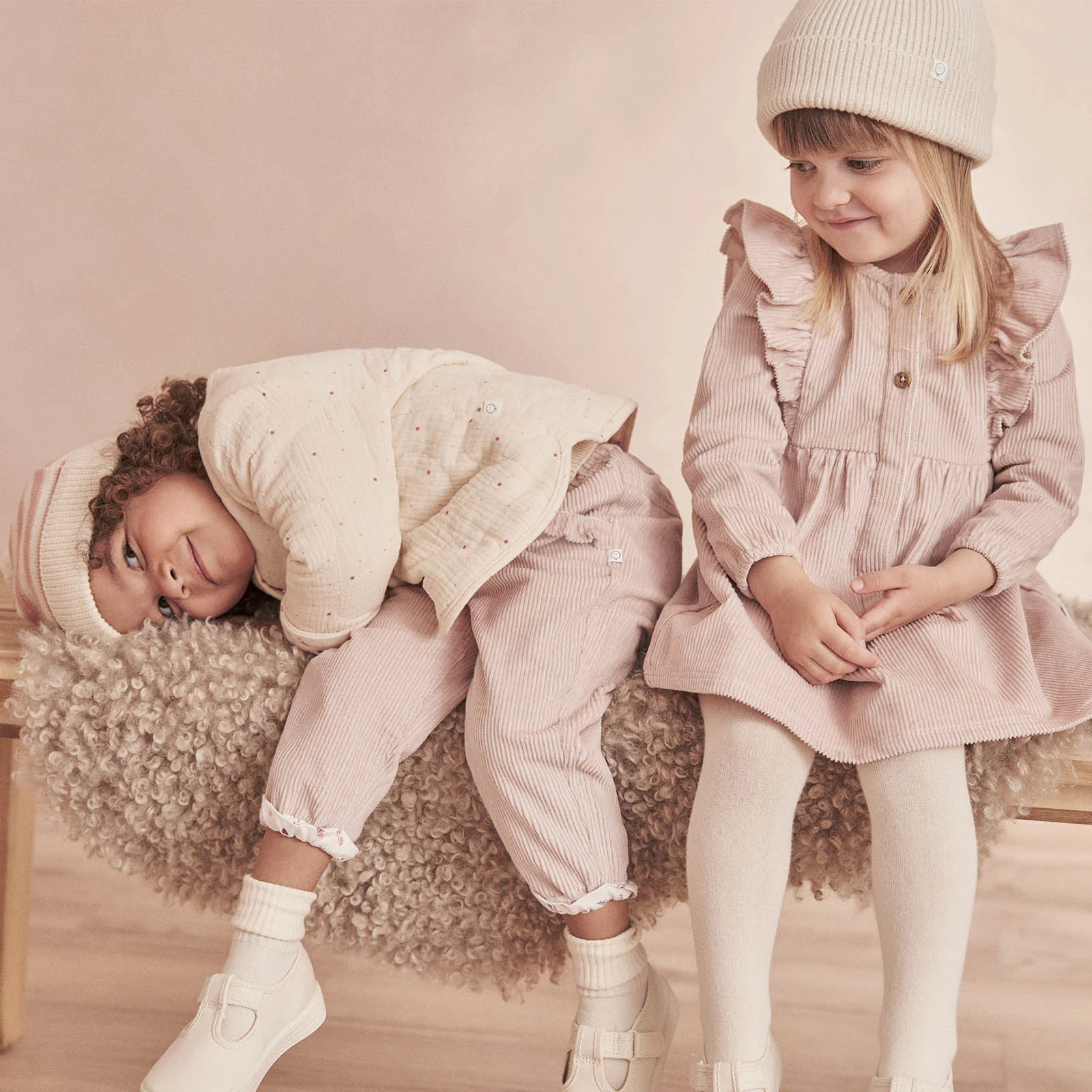Corduroy Frilled Dress & Tights Outfit - Image 4