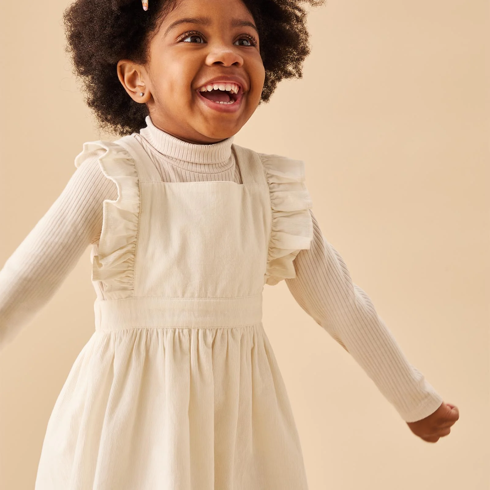 Corduroy Frilled Pinafore Dress