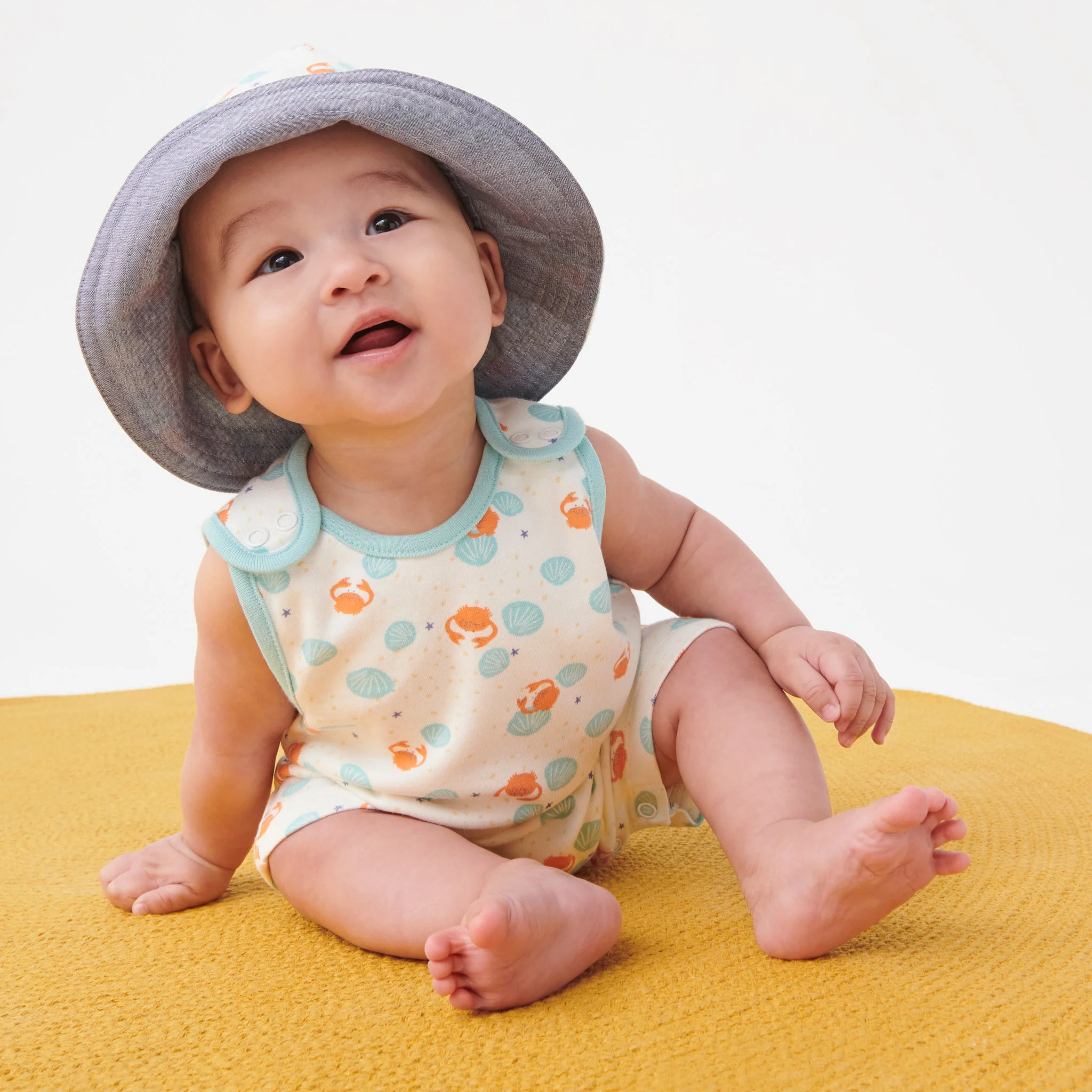 Crab & Shell Beach Romper & Hat Outfit - Image 2