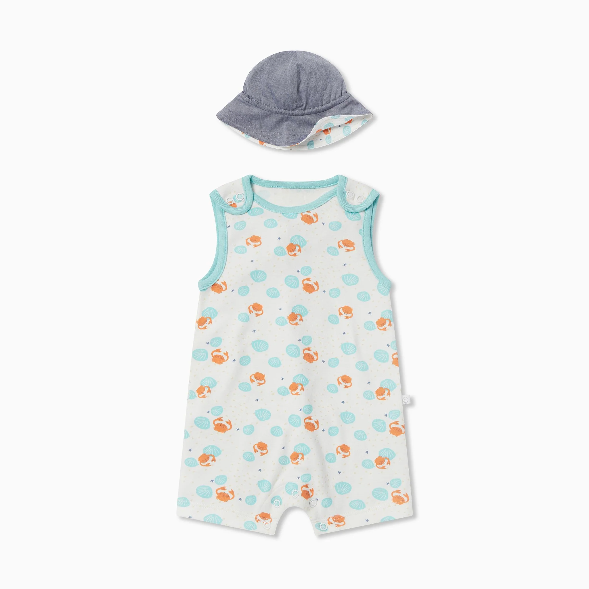 Crab & Shell Beach Romper & Hat Outfit - Image 3