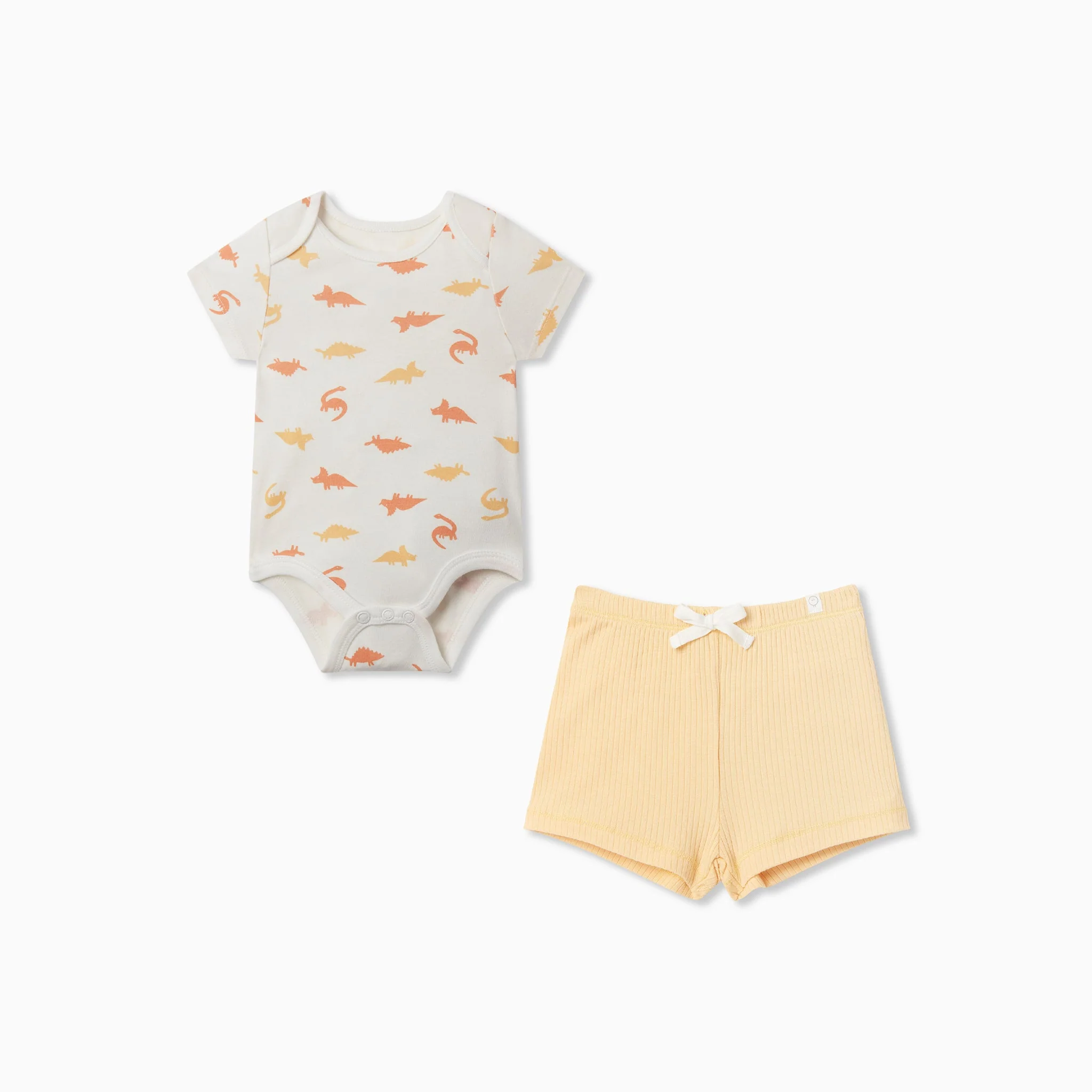 Dino Short Sleeve Bodysuit & Ribbed Short Outfit - Image 2