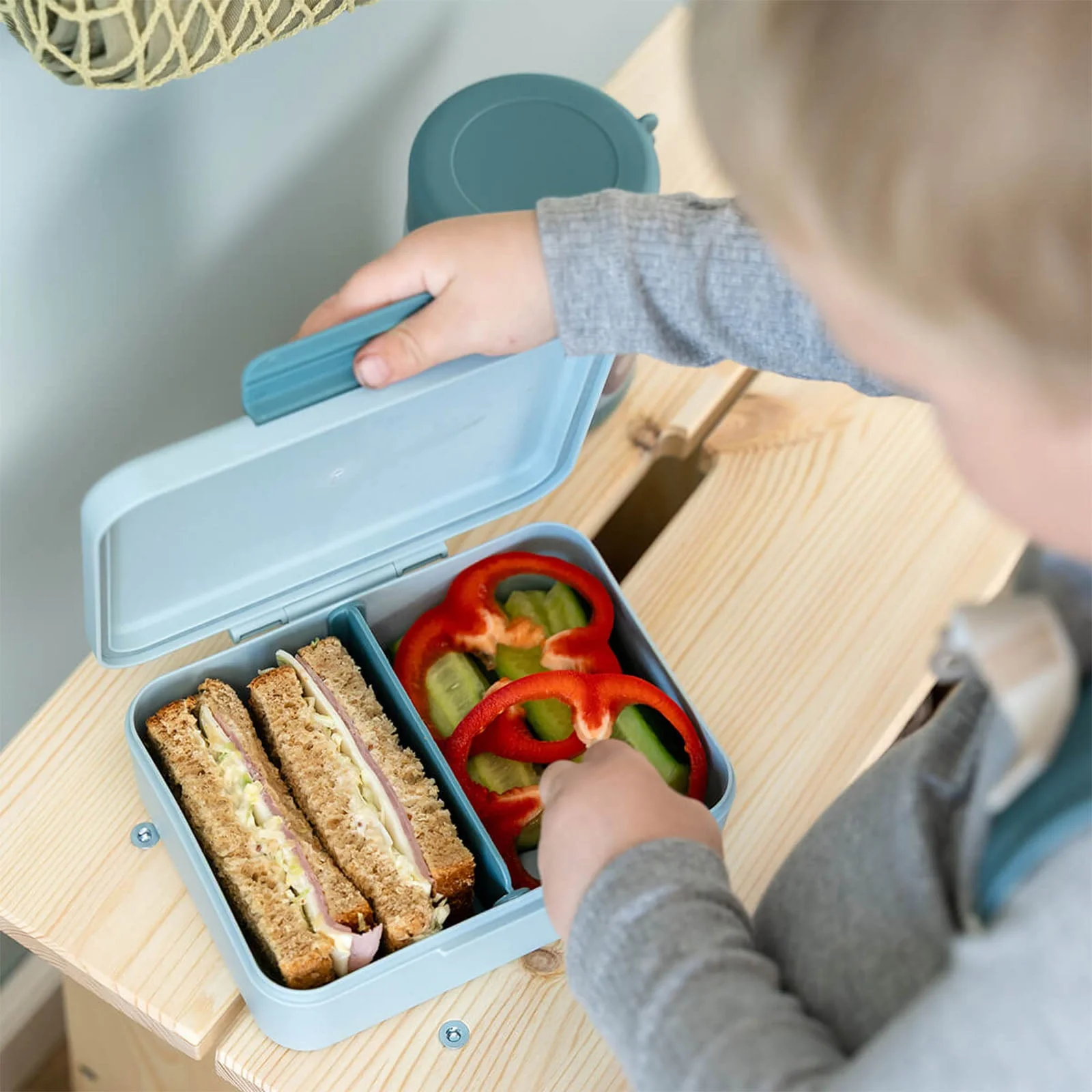 Done By Deer Lunch Box With Divider - Tiny Farm Blue - Image 3