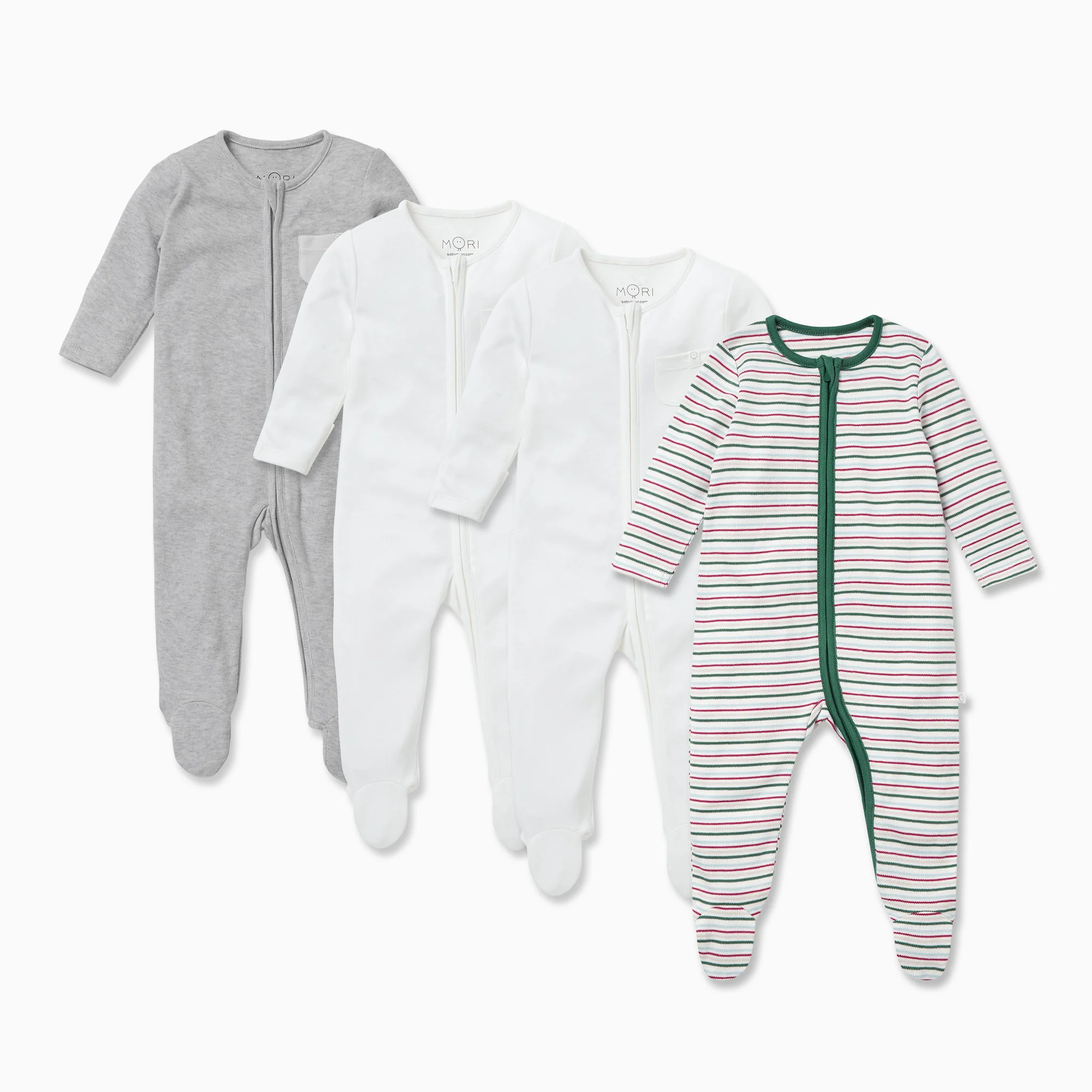 Festive Zip-Up Sleepsuit 4 Pack
