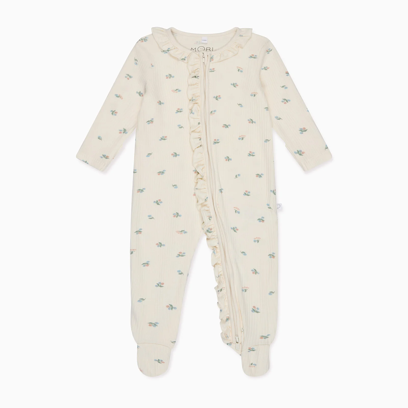 Floral Frilled Ribbed Clever Zip Sleepsuit - Image 2