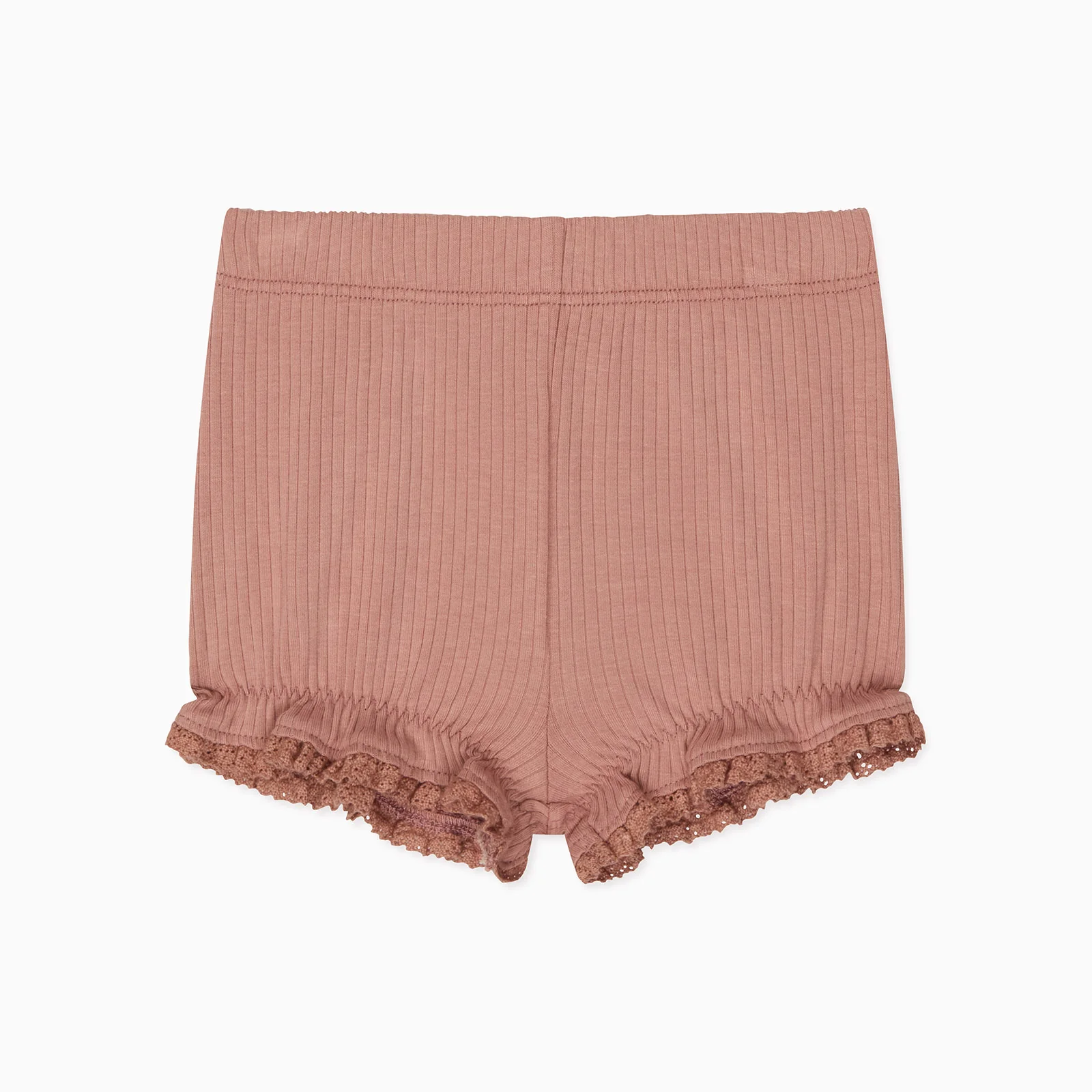 Frilled Ribbed Cardigan & Shorts Outfit - Rose - Image 6