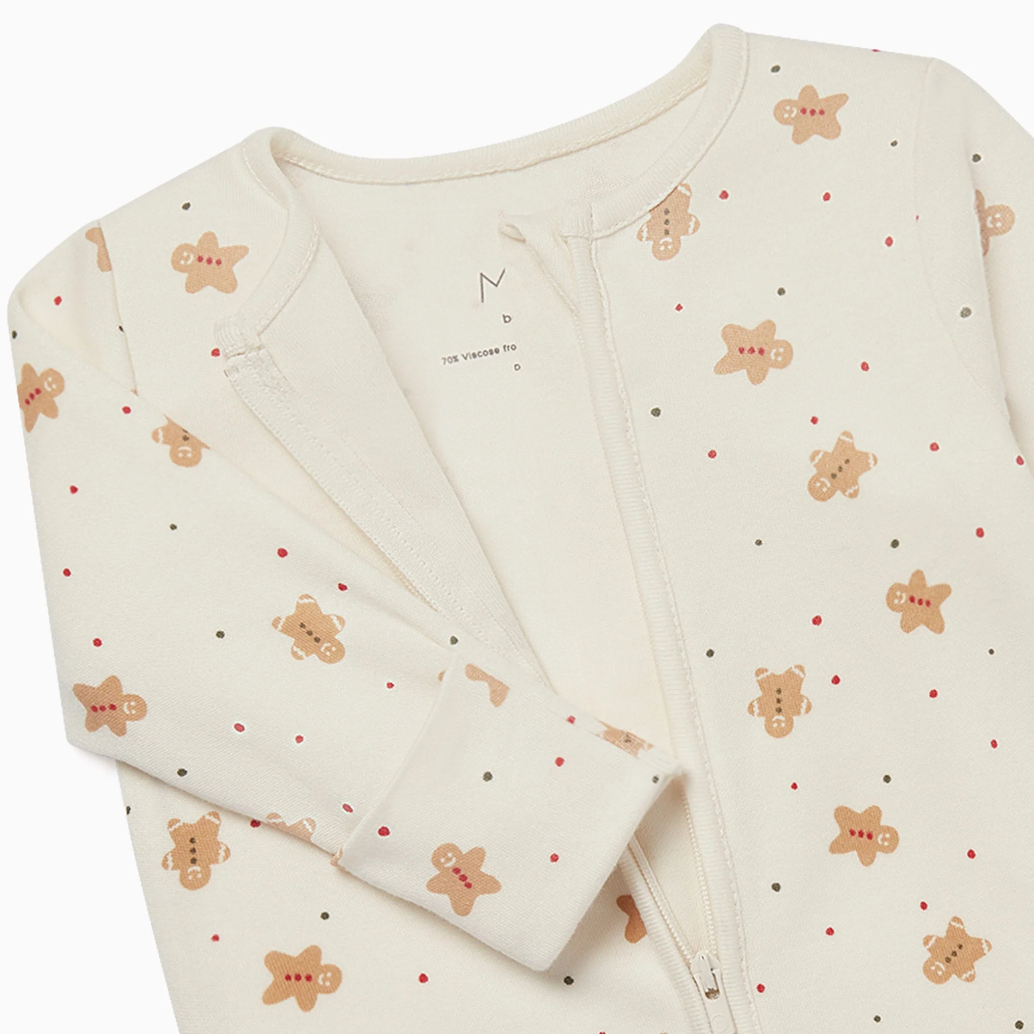 Gingerbread Print Clever Zip Sleepsuit - Image 4