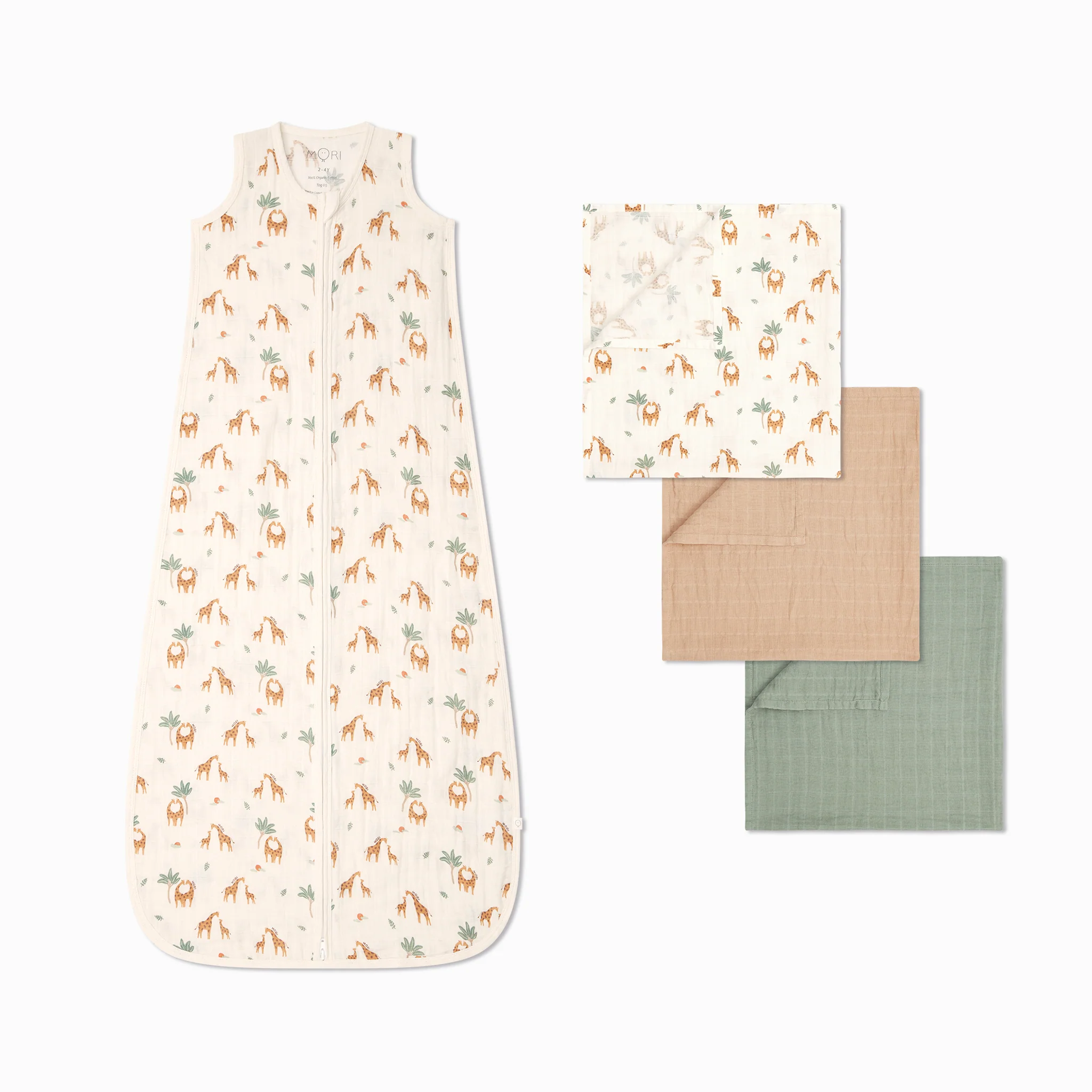 Giraffe Muslin Summer Sleeping Bag 0.5 TOG & 3 Pack Muslins Set - Image 3
