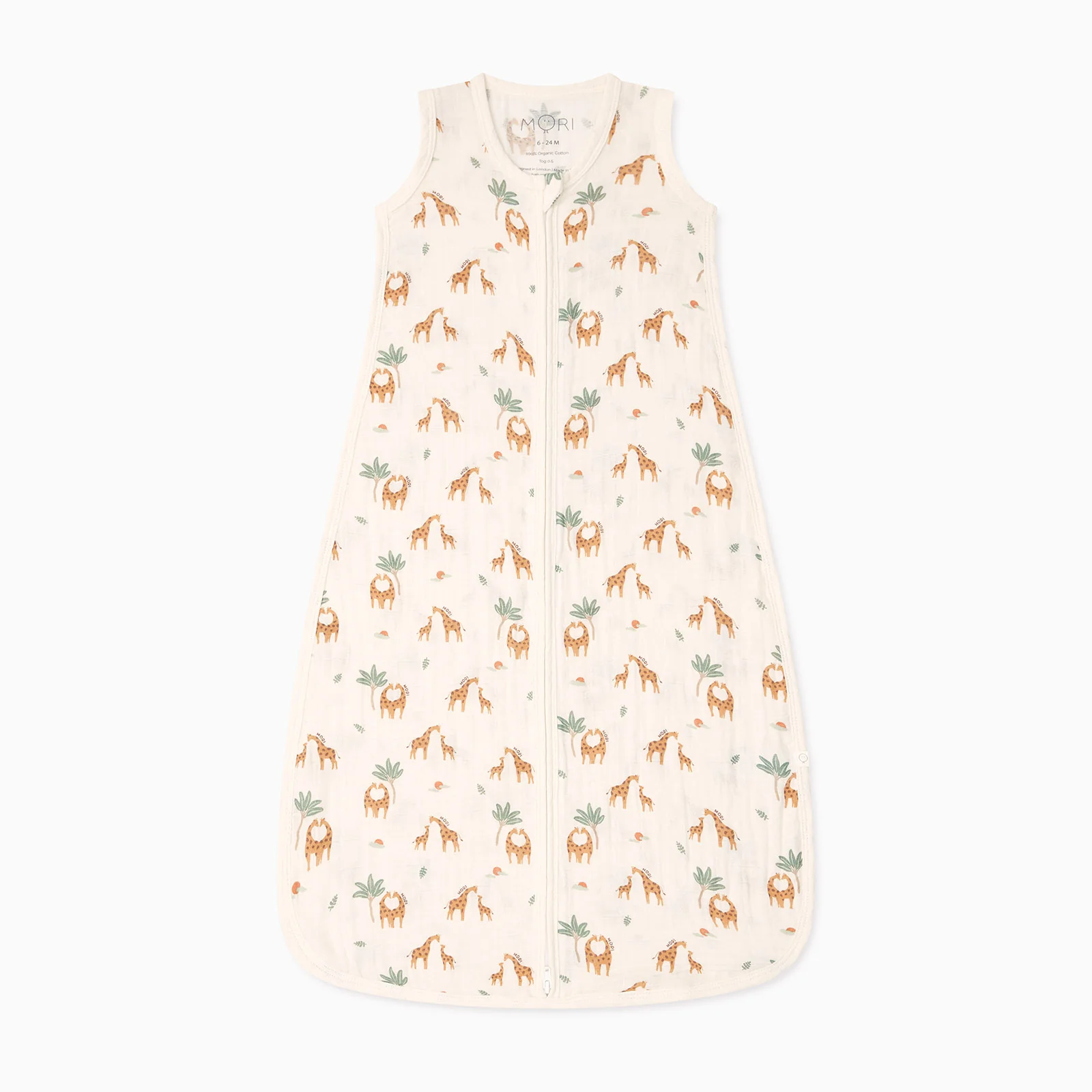 Giraffe Print Muslin Front Opening Summer Sleeping Bag 0.5 TOG - Image 2