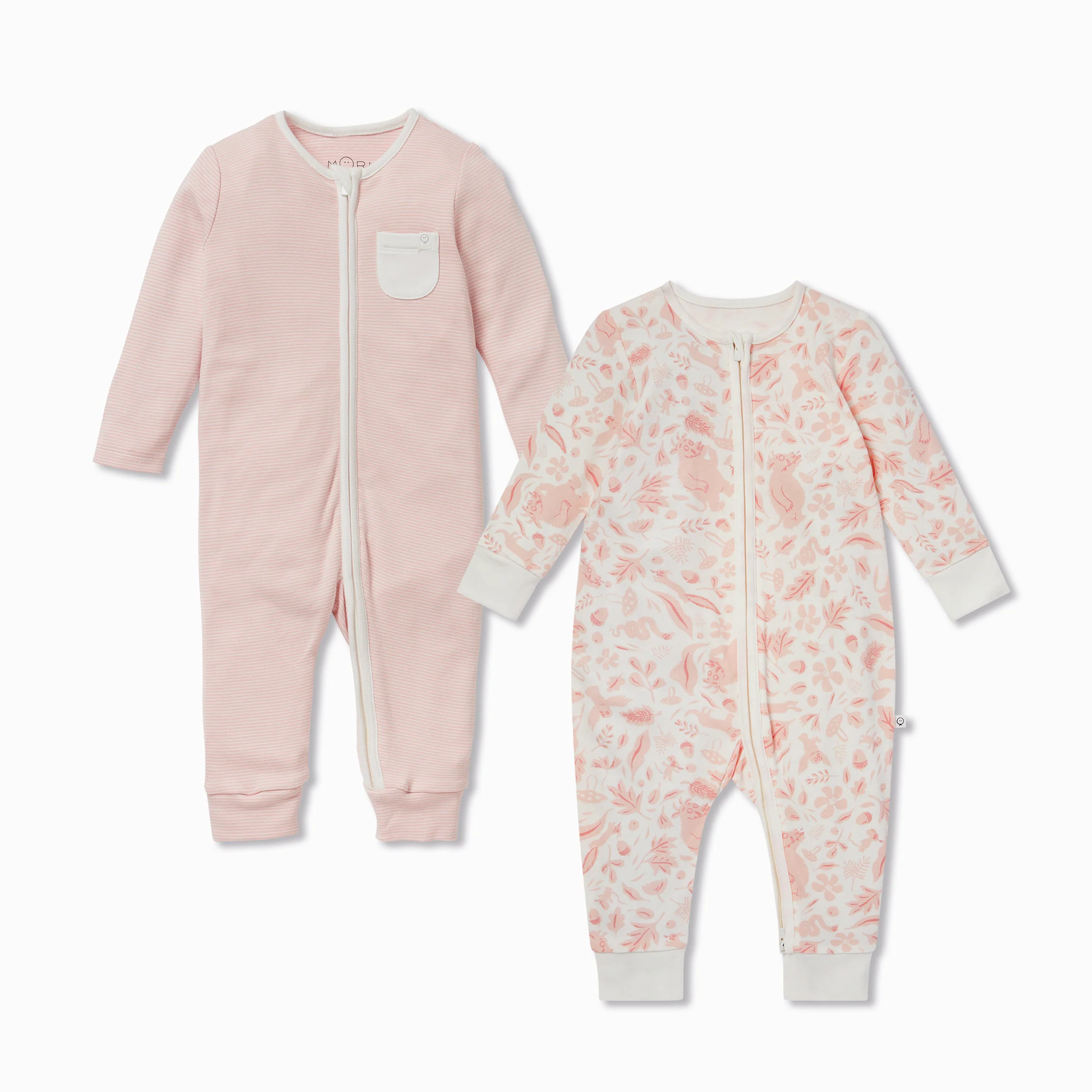Gruffalo Foxglove Pink Zip-Up Sleepsuit 2 Pack - Image 2