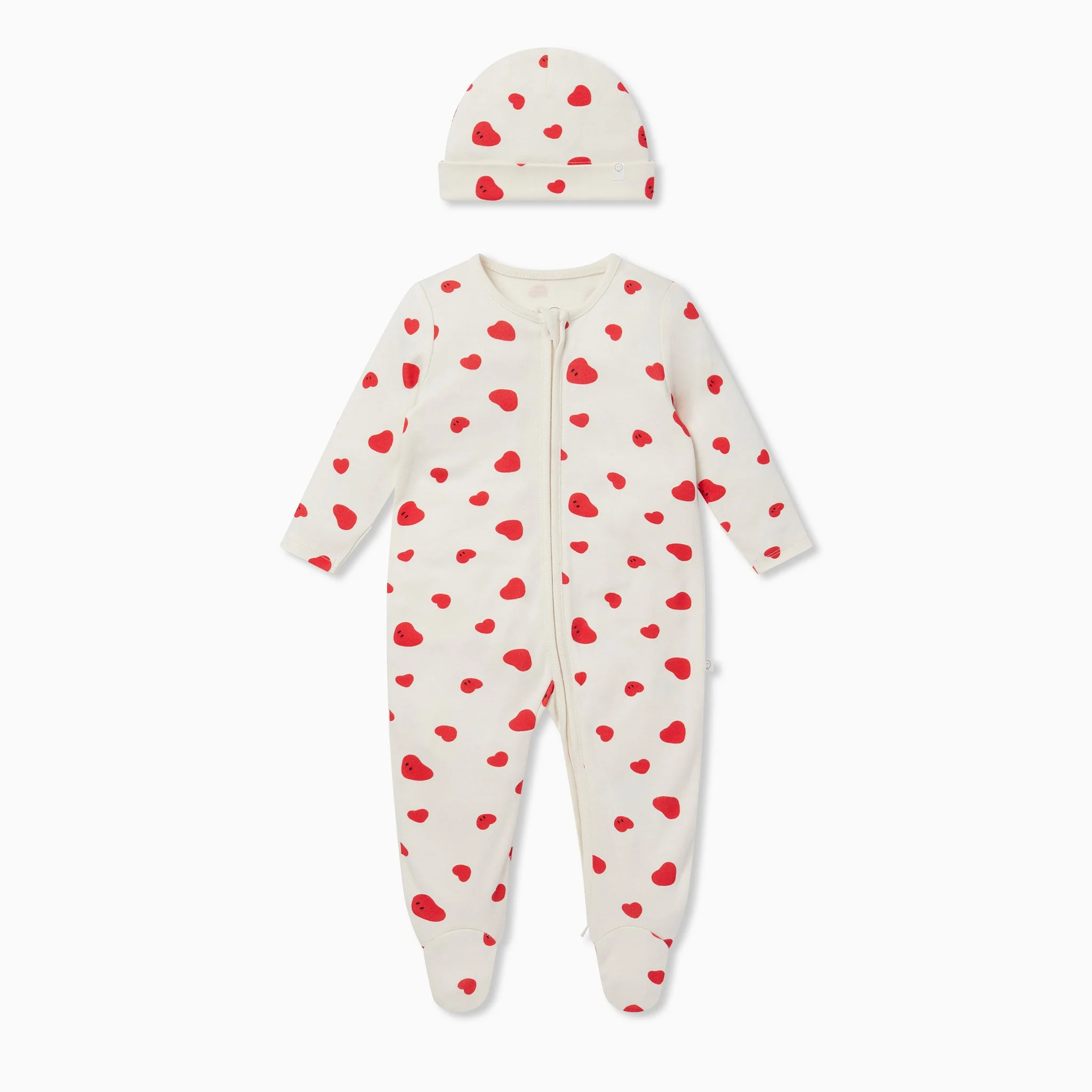 Hearts Clever Zip Sleepsuit & Hat Set - Image 2