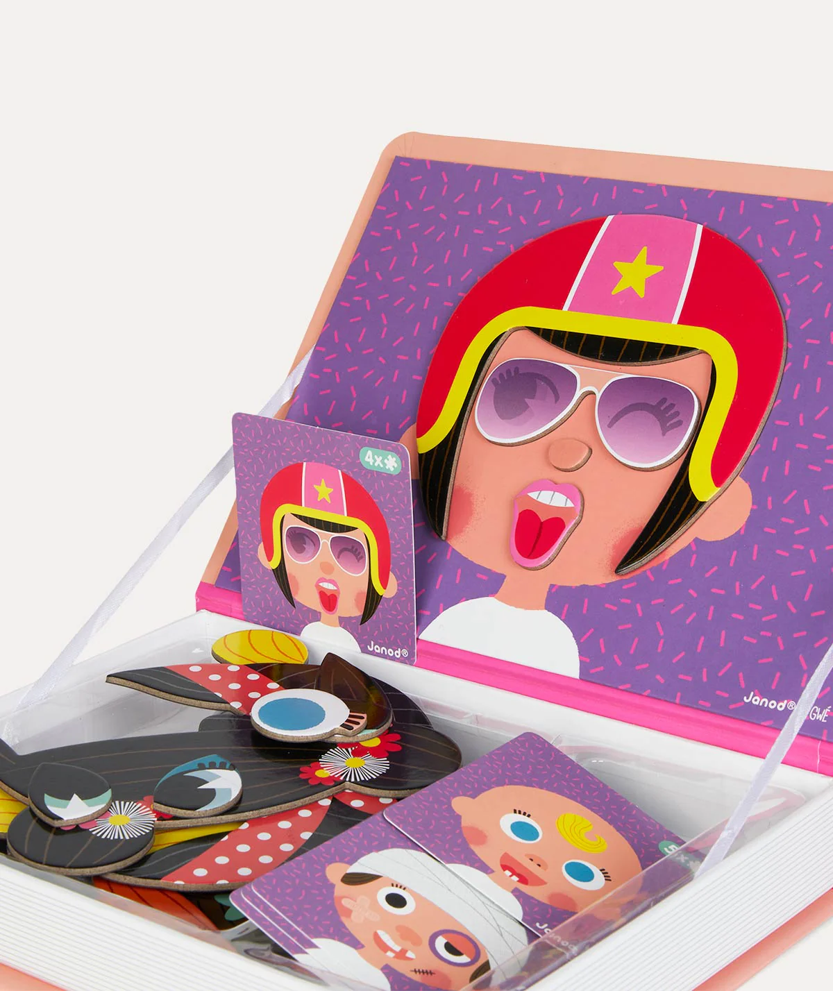 Janod Magnetibook Educational Toy - Girl's Crazy Faces - Image 3