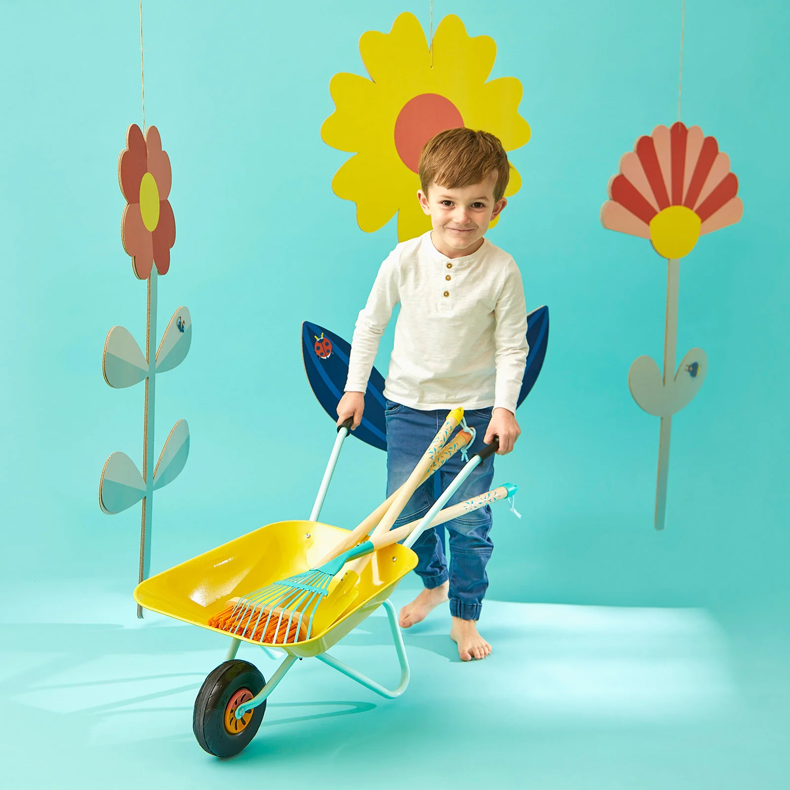 Janod Metal Wheelbarrow - Happy Garden - Image 2