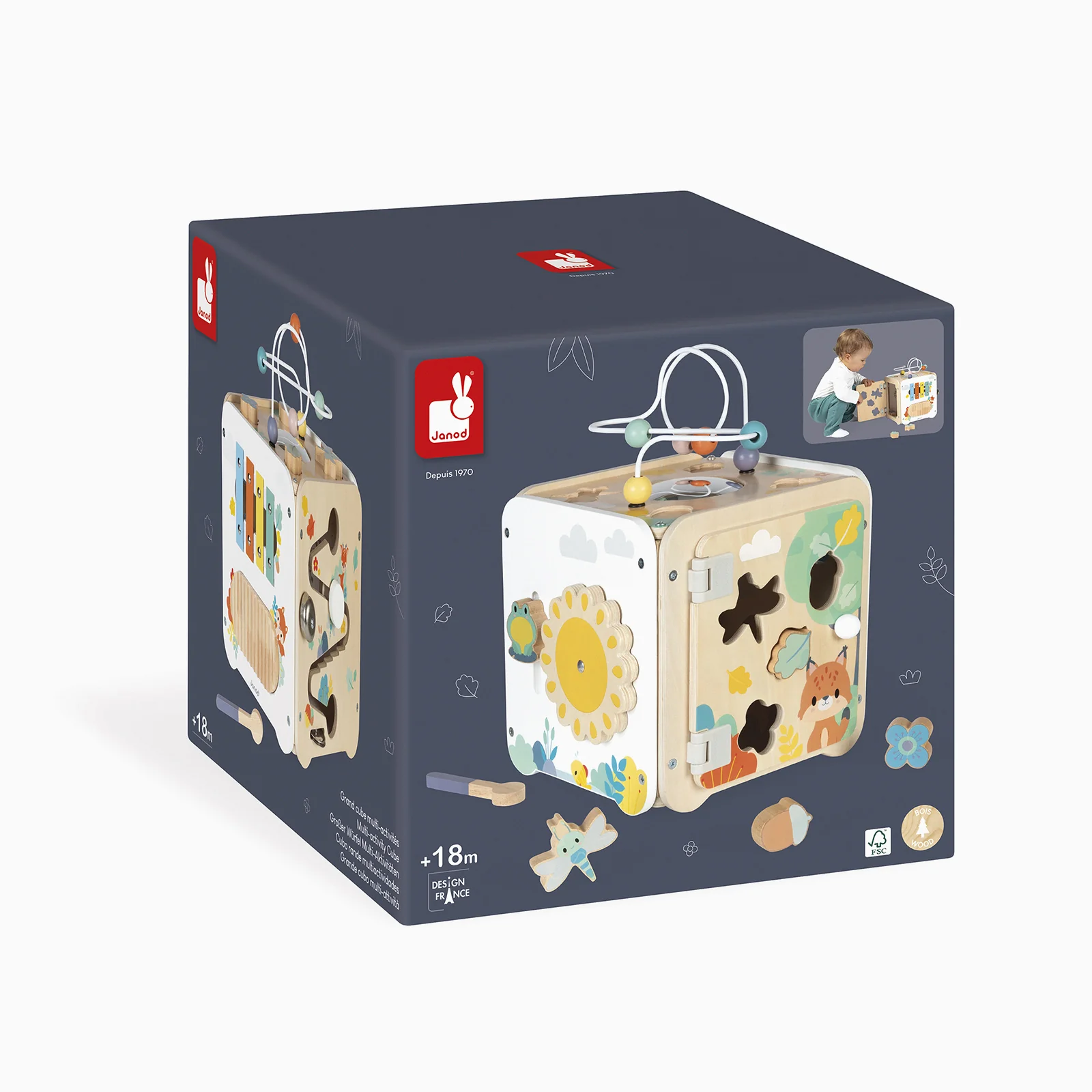 Janod Multi-Activity Cube - Pure - Image 9