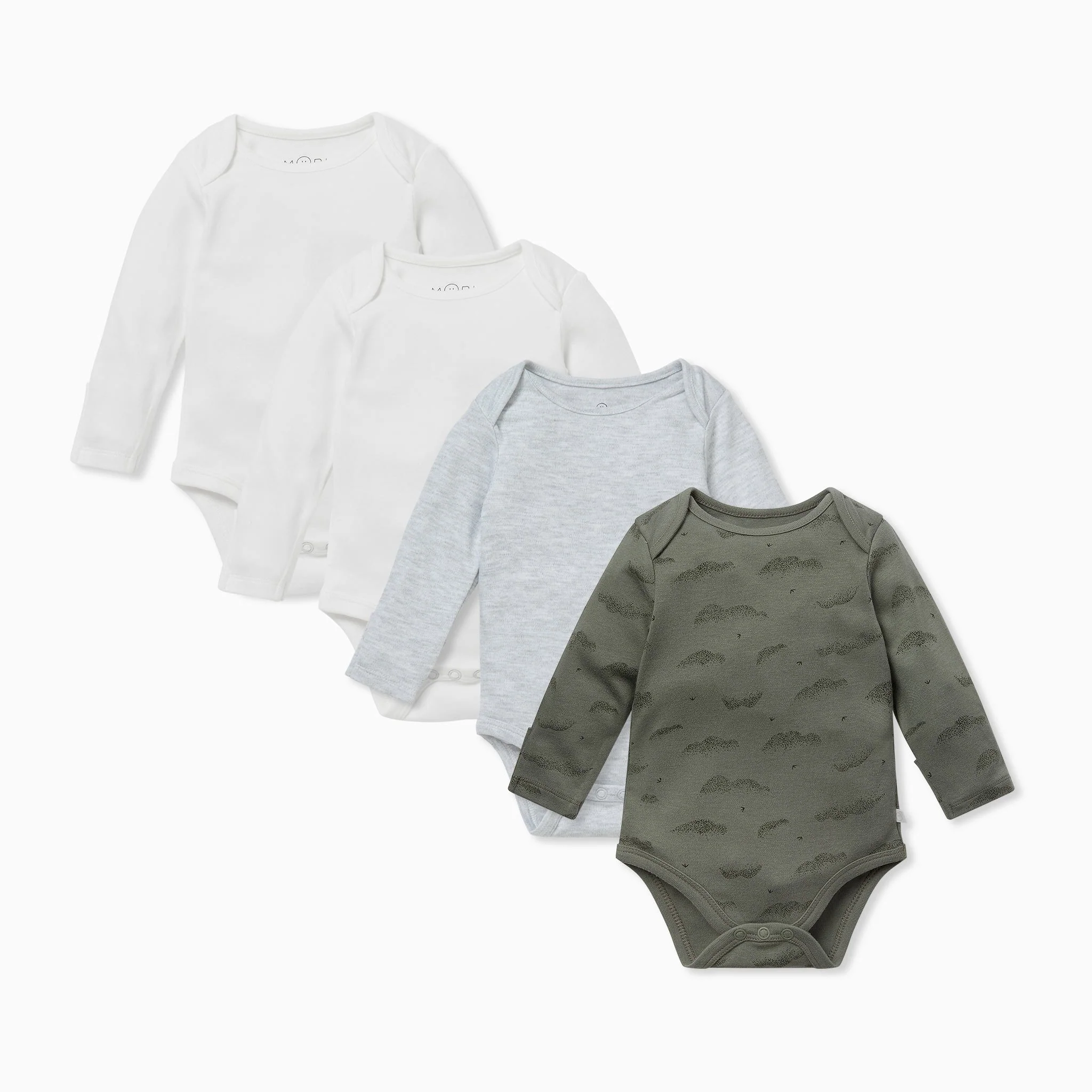 Khaki Cloud Long Sleeve Bodysuit 4 Pack