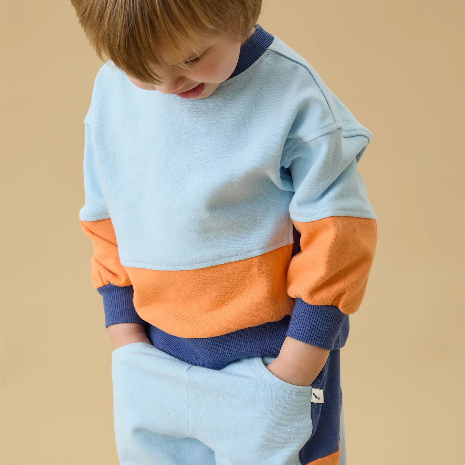 KIDLY by MORI Colourblock Sweatshirt - Blue & Orange