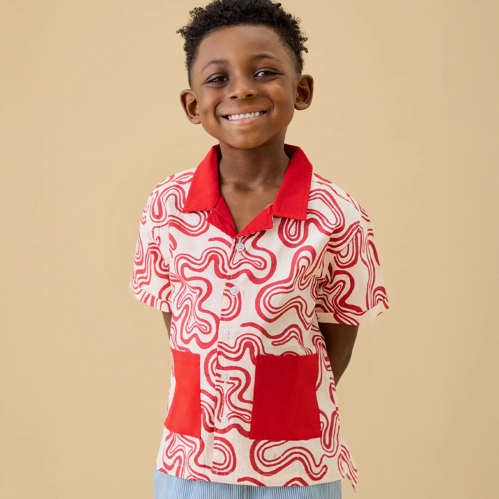 KIDLY by MORI Red Print Cotton Shirt
