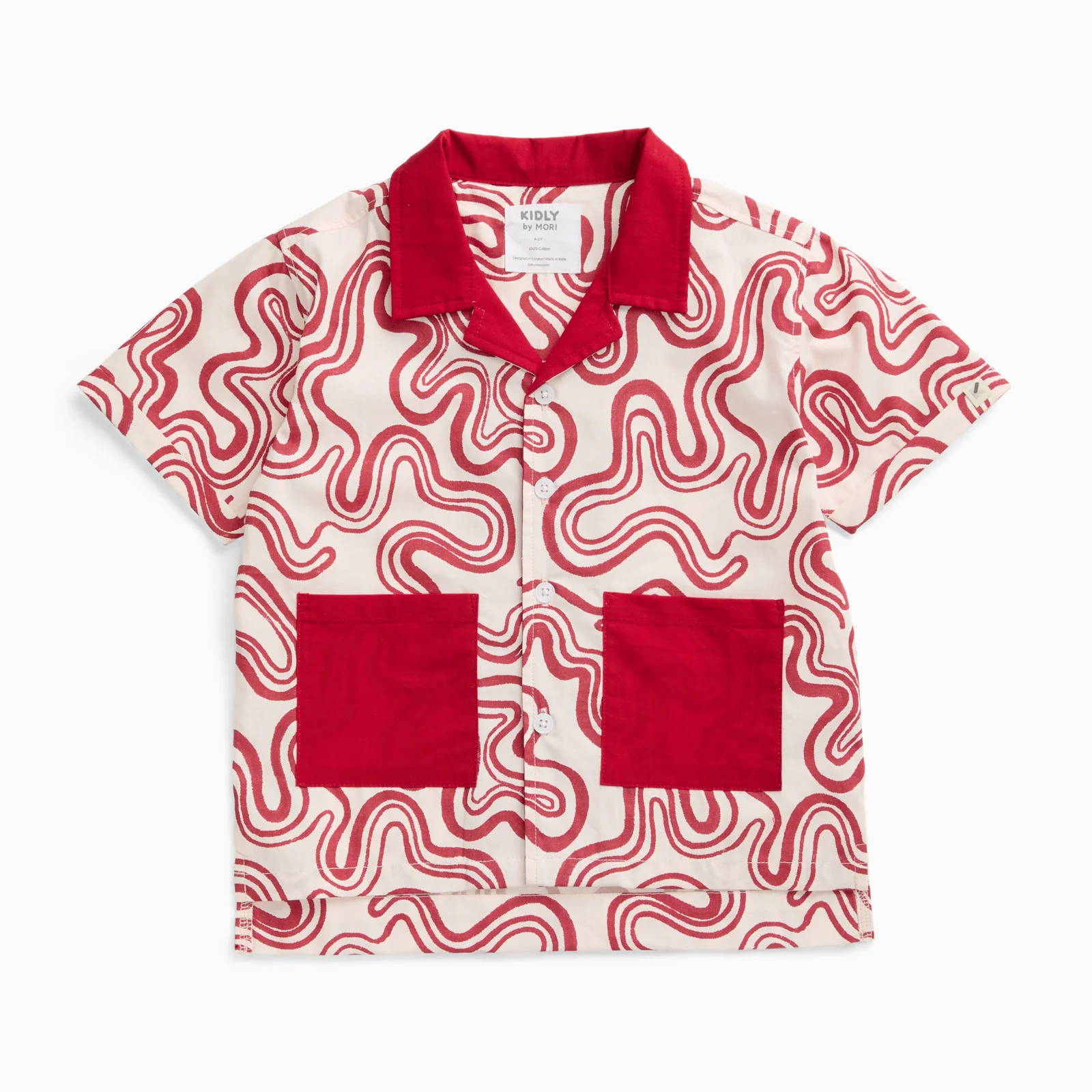 KIDLY by MORI Red Print Cotton Shirt - Image 2