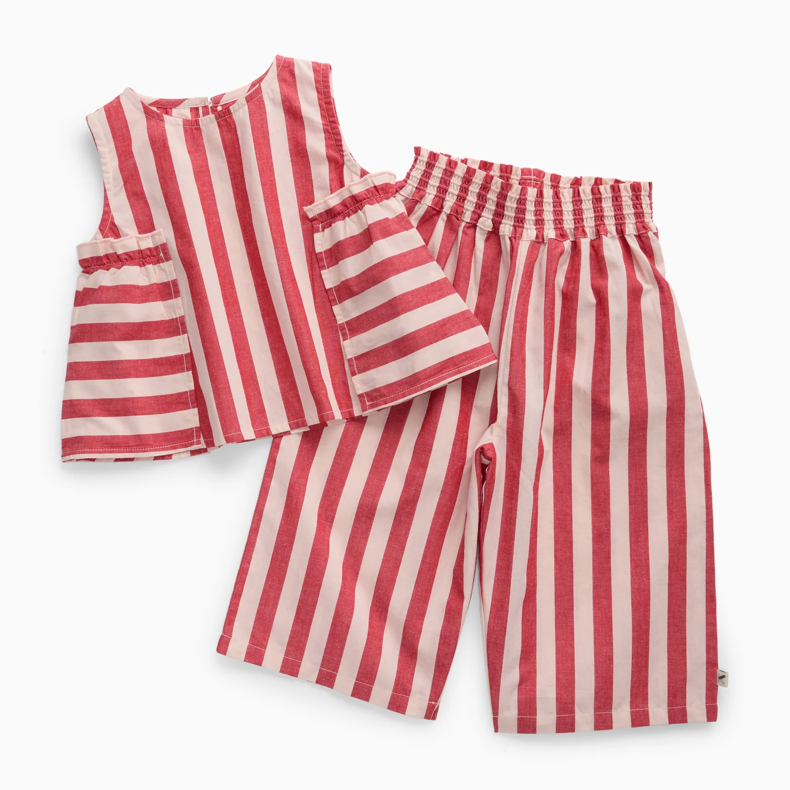 KIDLY by MORI Red Striped Cotton Top & Trousers Outfit - Image 2