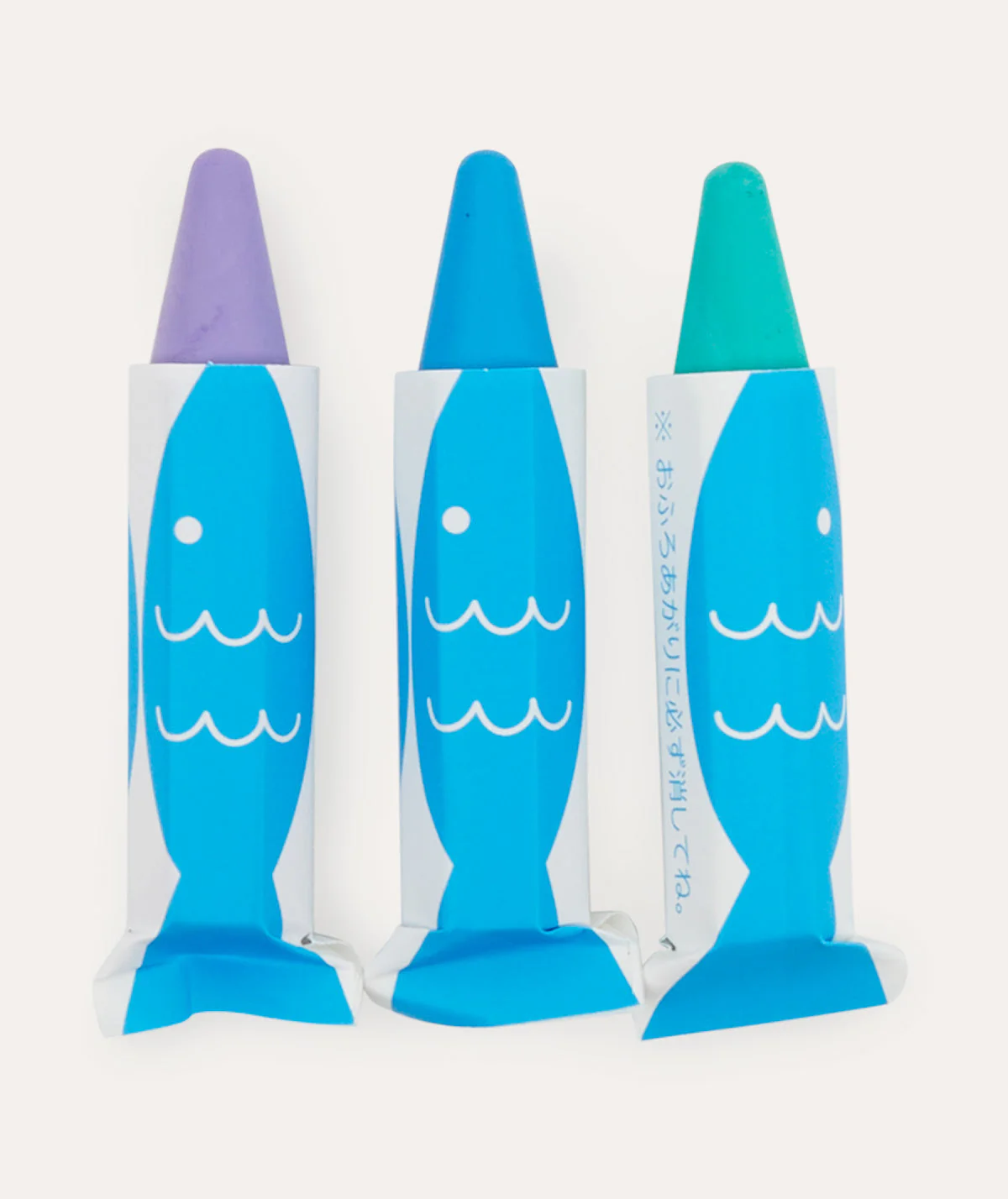 Kitpas Rice Wax Bath Crayons 3 colours Fish (Purple, Blue, Green)