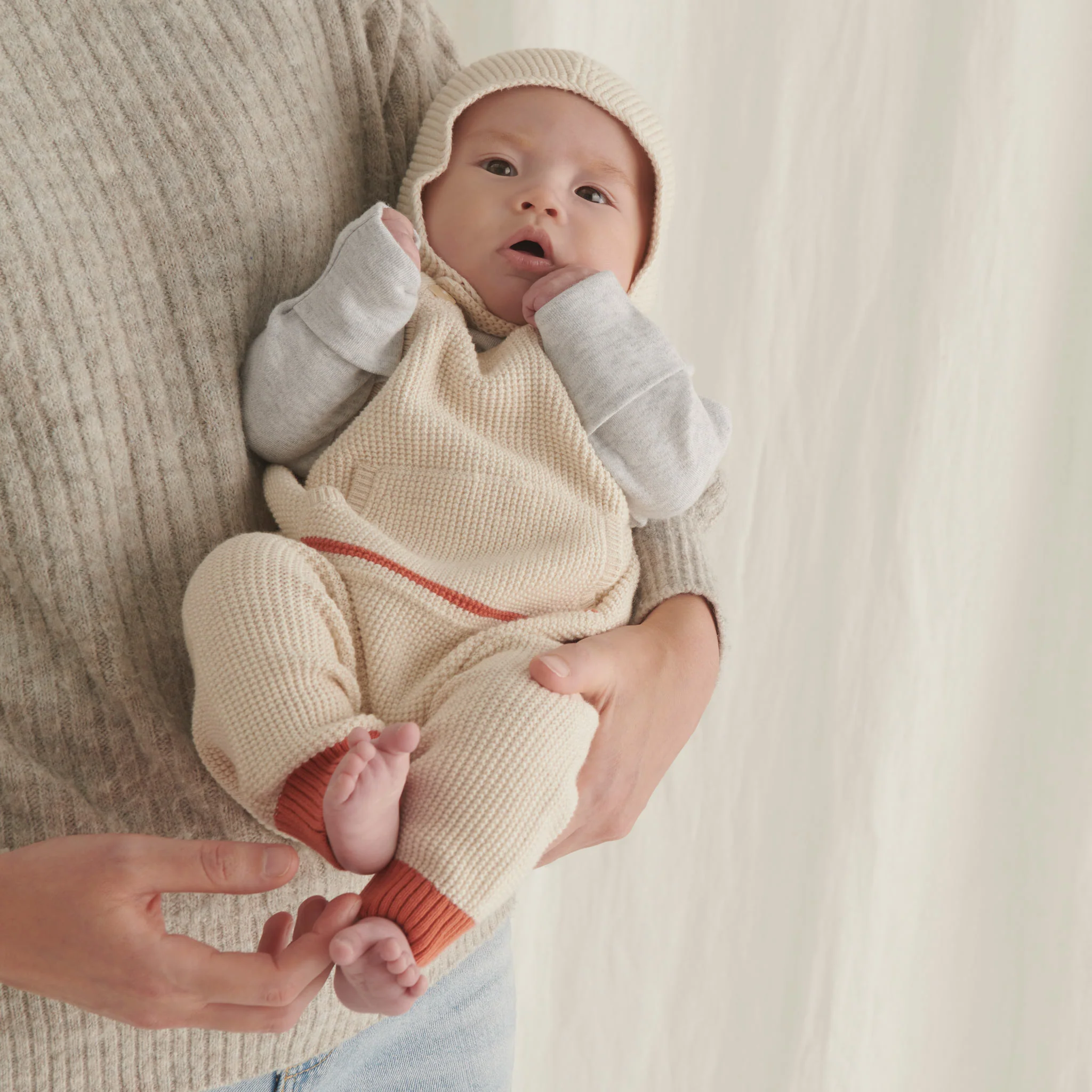 Knitted Pocket Dungarees & Rollneck Bodysuit Outfit - Image 2