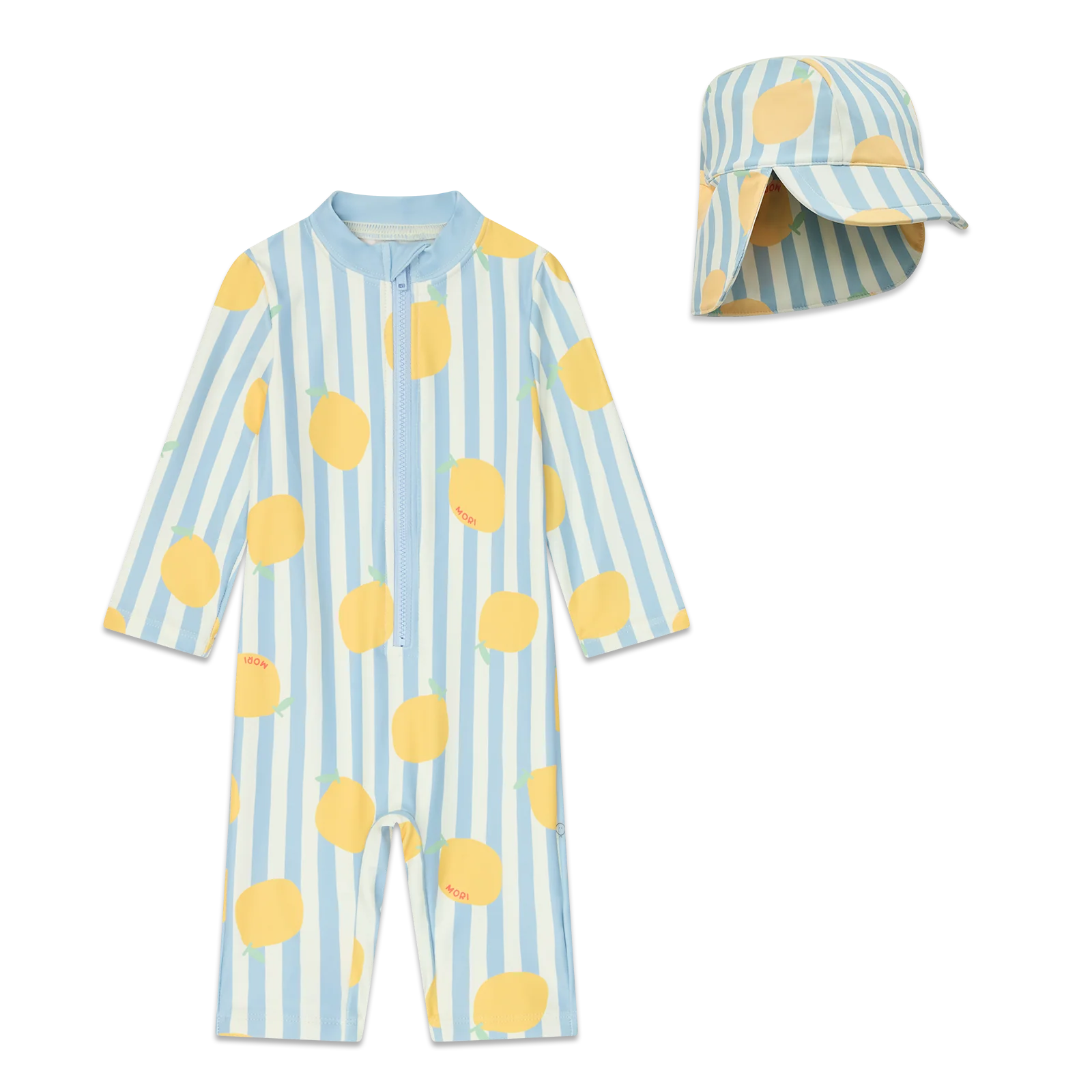 Lemon Stripe Sunsafe Swimsuit & Hat - Image 2
