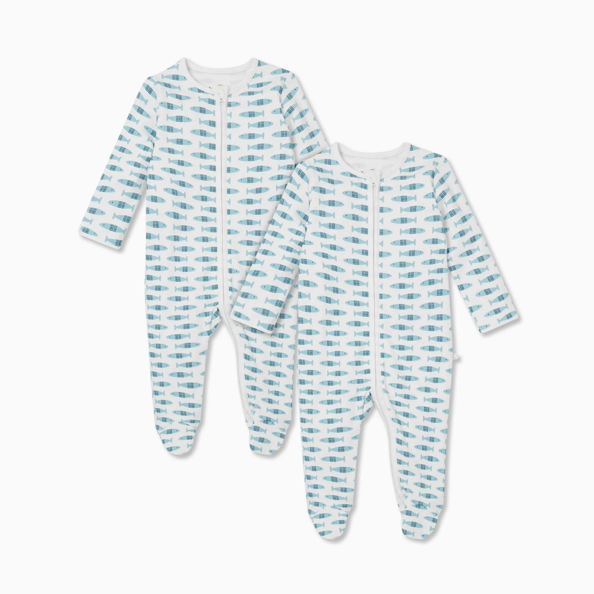 Little Fish Zip-Up Sleepsuit 2 Pack