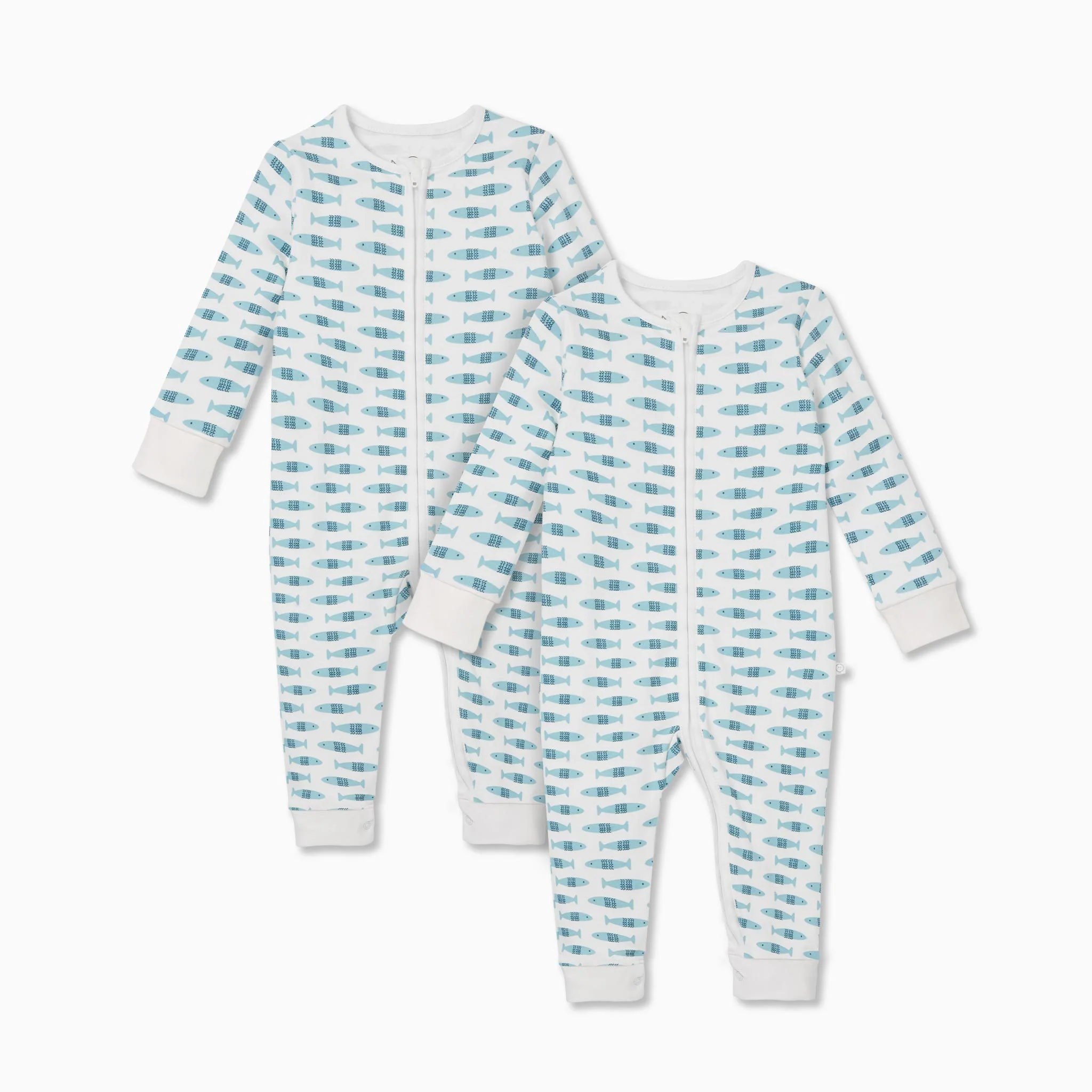 Little Fish Zip-Up Sleepsuit 2 Pack - Image 2