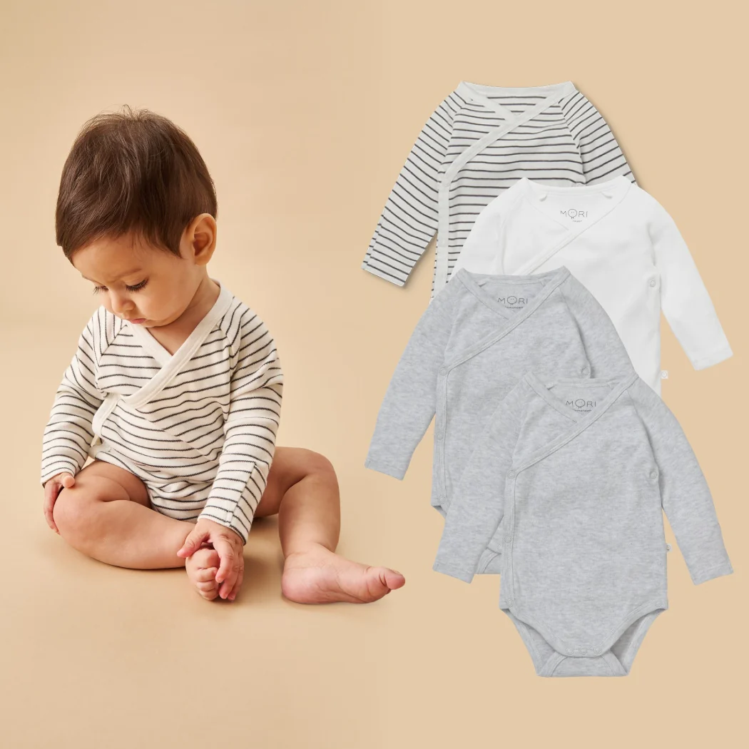 Long Sleeve Kimono Bodysuit 4 Pack - Image 2