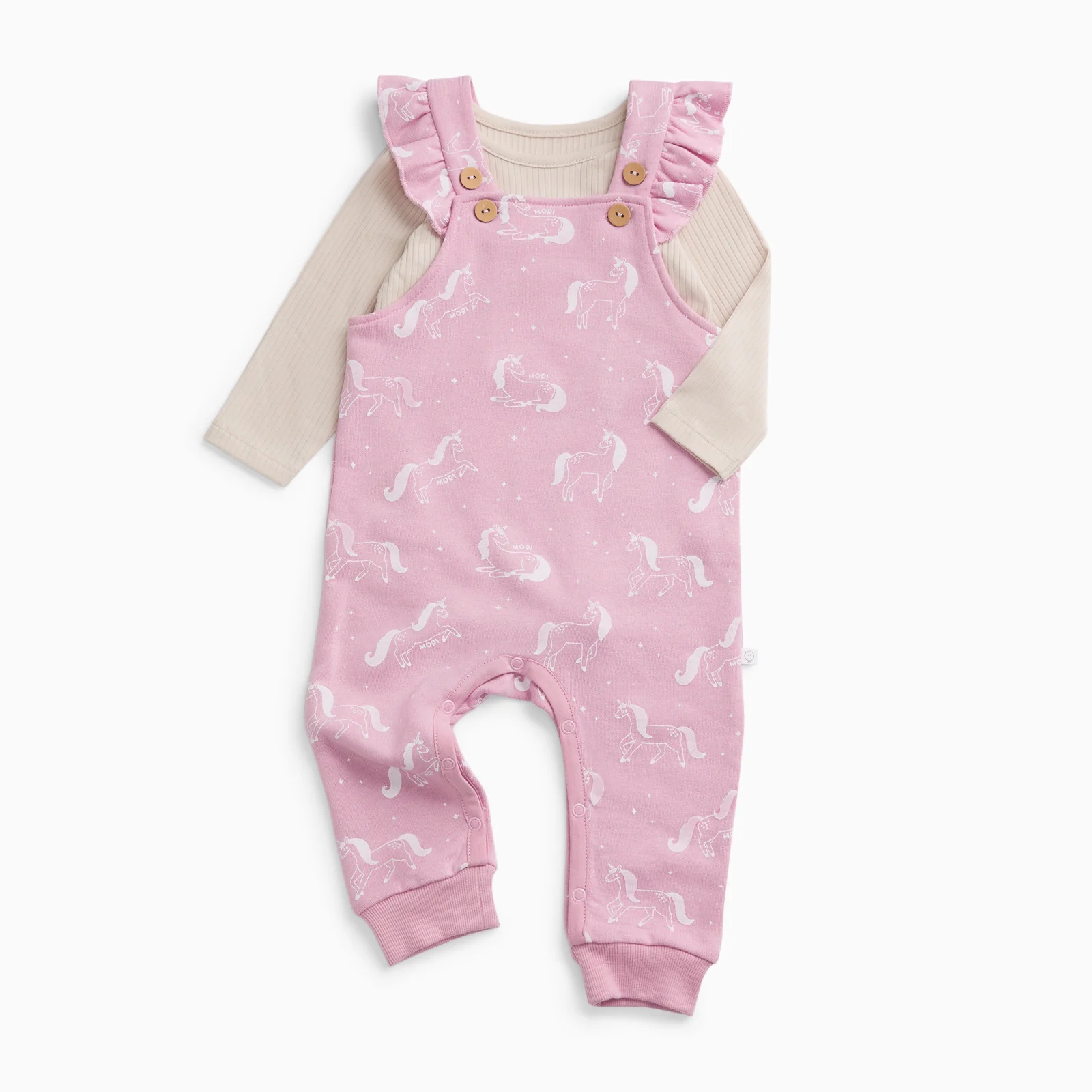 Magic Unicorn Dungarees & Ribbed Long Sleeve Bodysuit Outfit