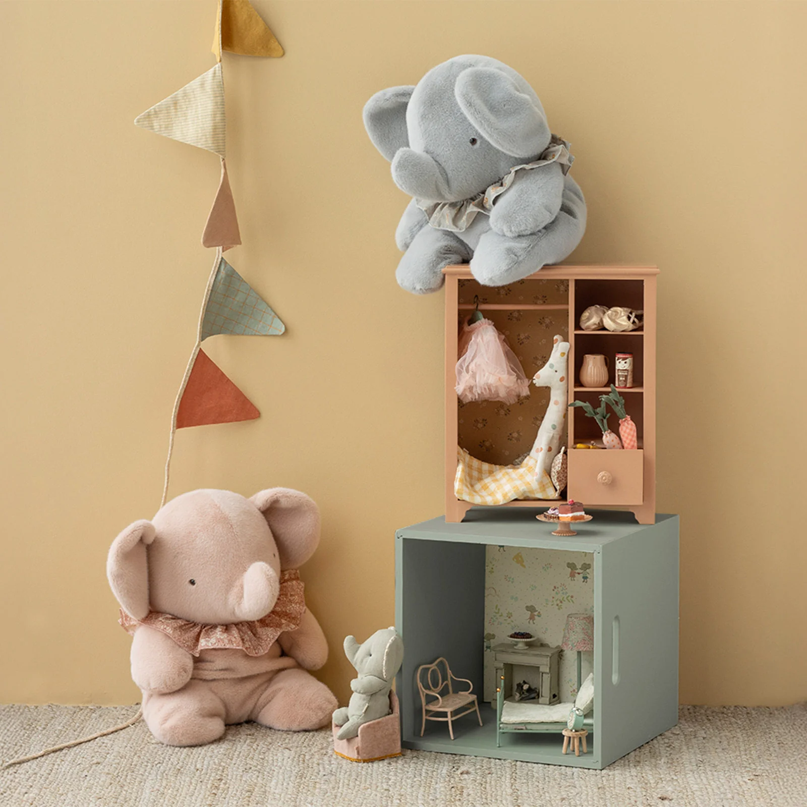 Maileg Elephant Plush Big - Blue Grey