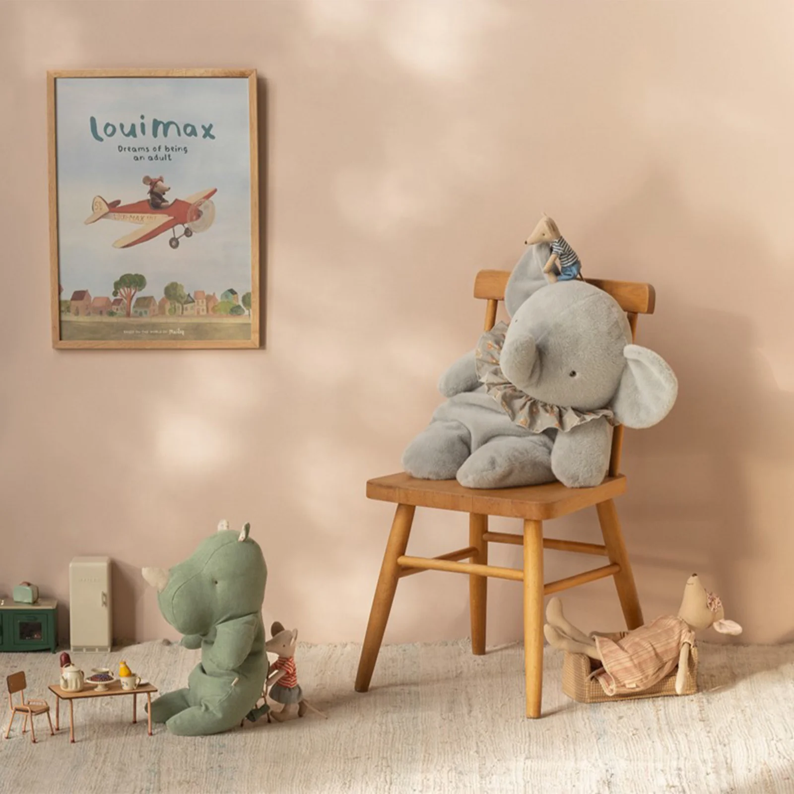 Maileg Elephant Plush Big - Blue Grey - Image 4