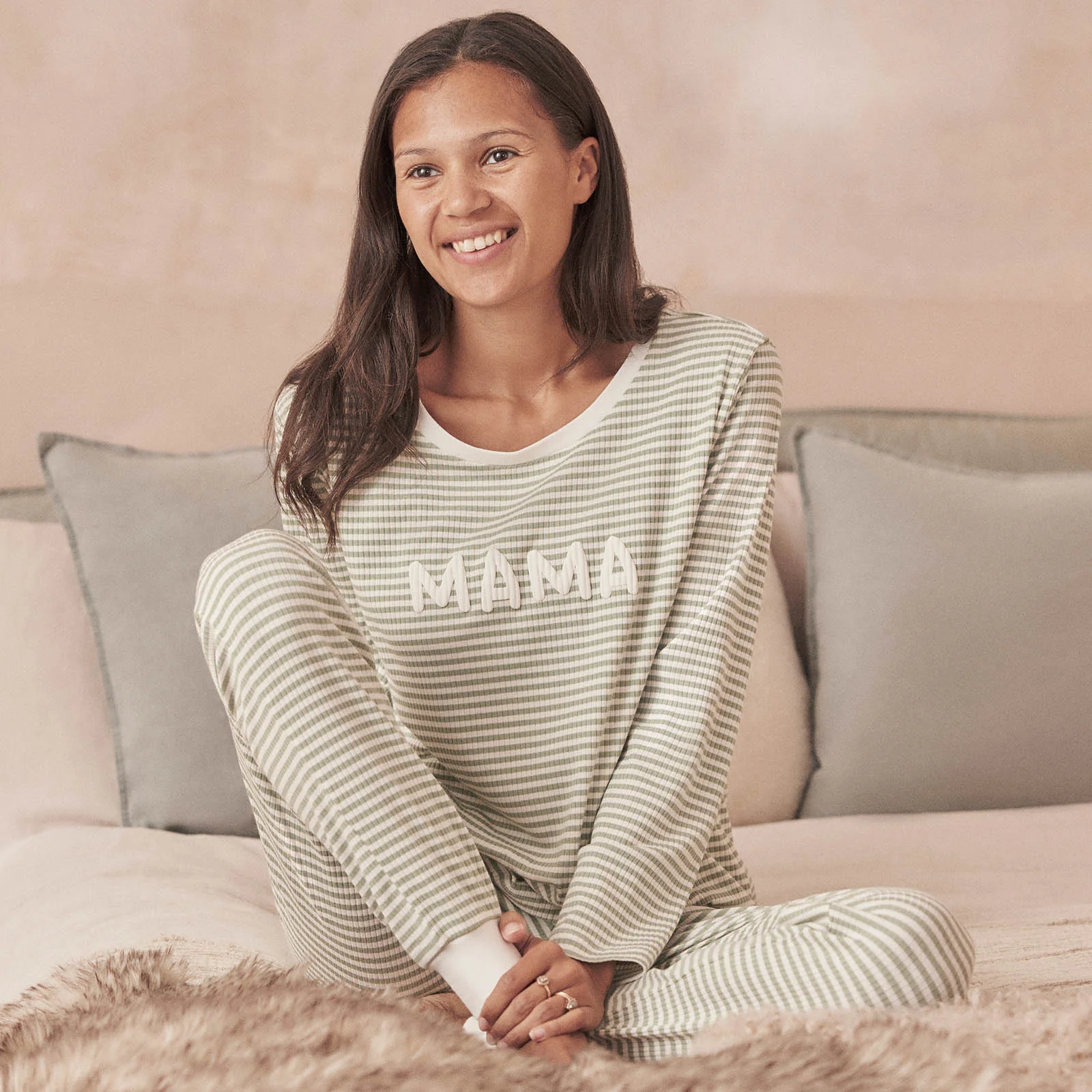 Women's Striped Ribbed Pyjamas