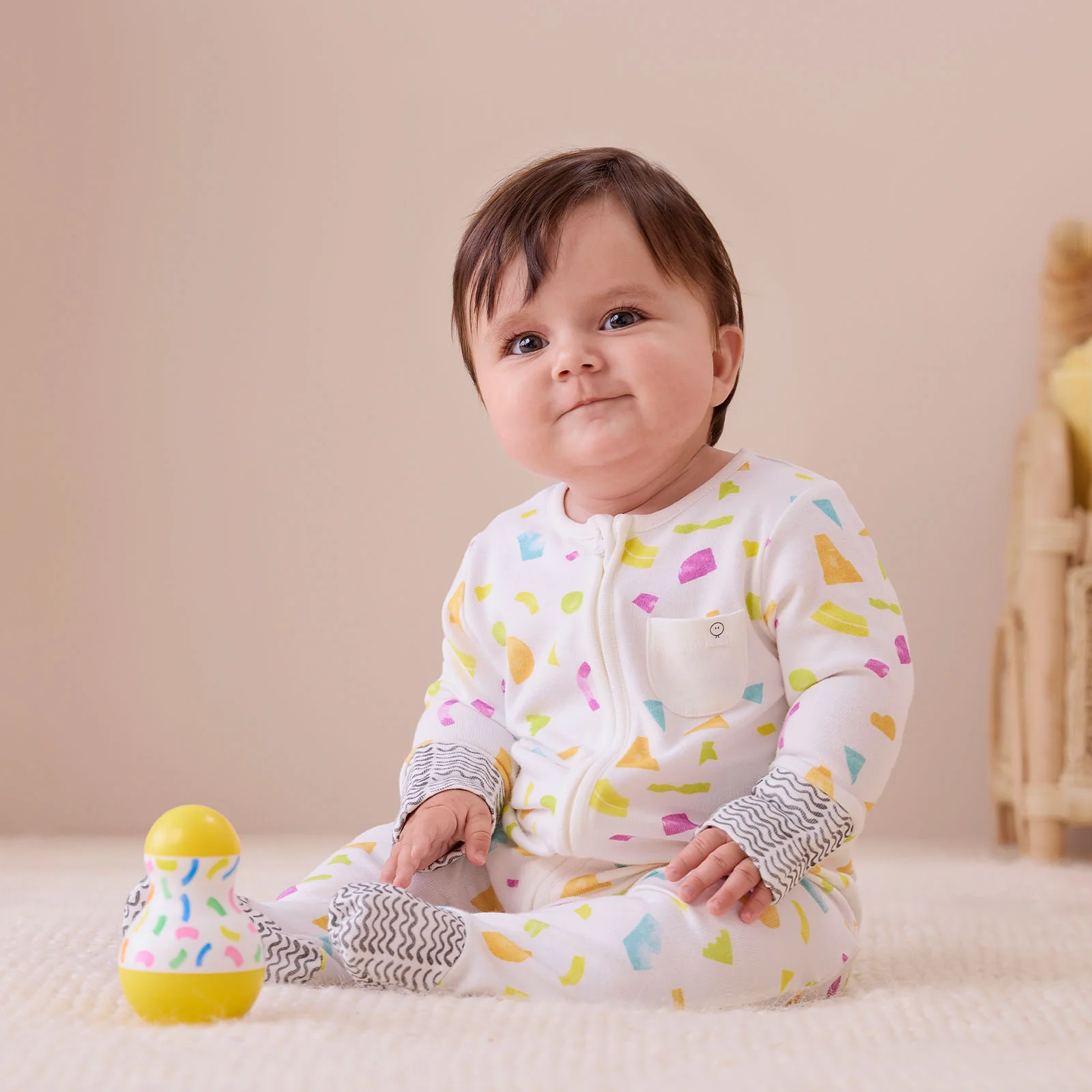 MORI x Lovevery Shapes Clever Zip Sleepsuit