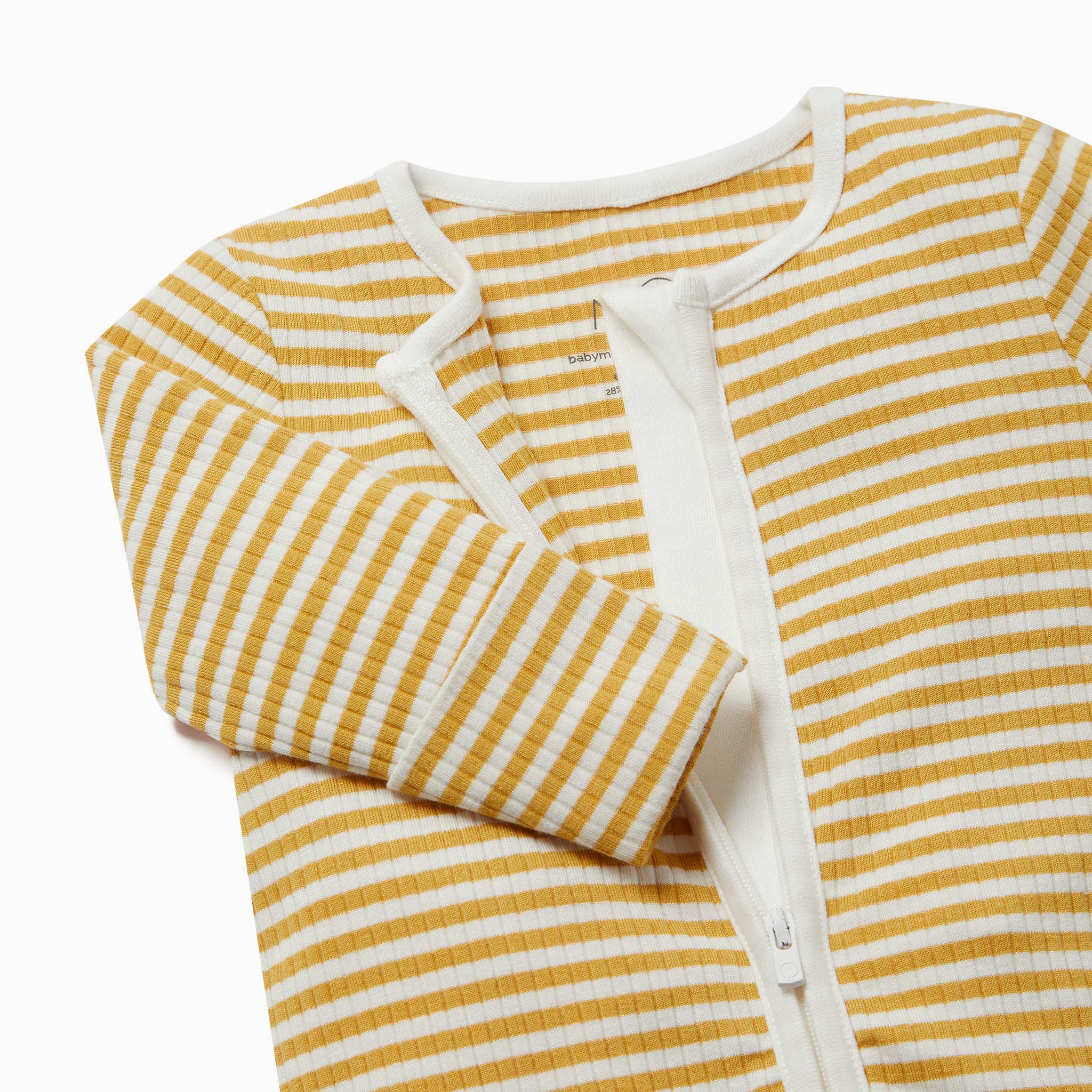 Mustard Stripe Ribbed Clever Zip Sleepsuit - Image 5