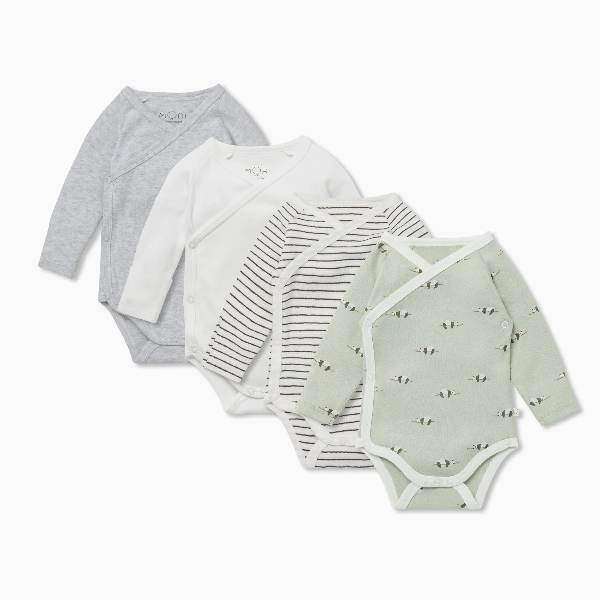 Panda Kimono Long Sleeve Bodysuit 4 Pack