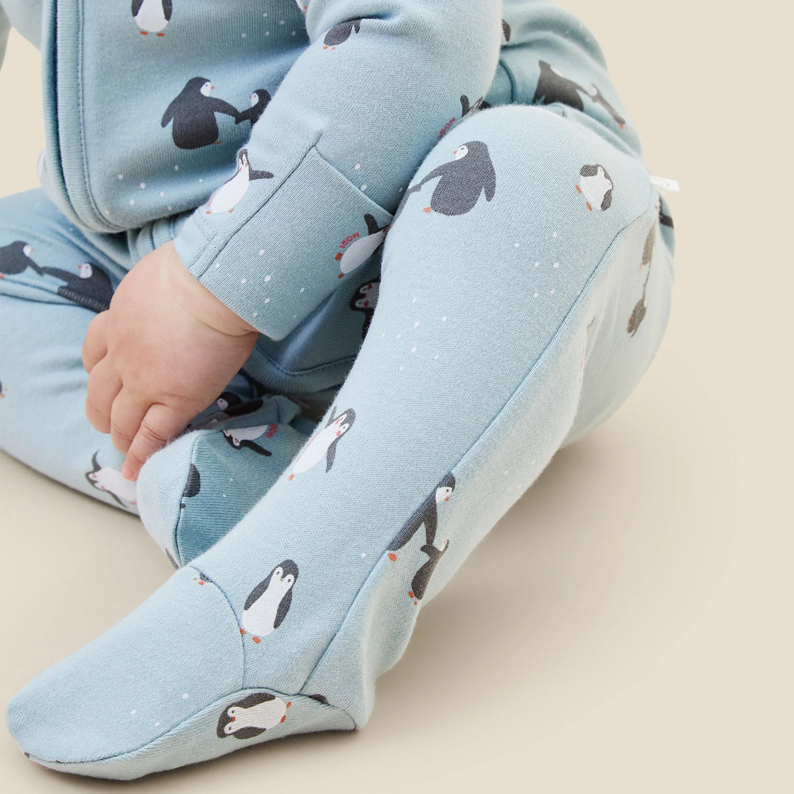 Penguin Print Clever Zip Sleepsuit - Image 5