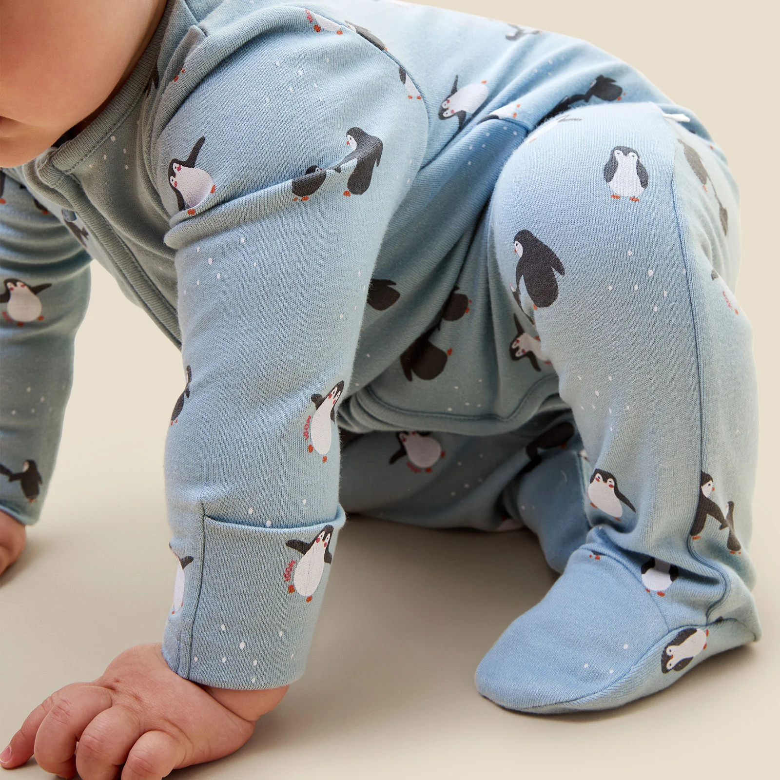Penguin Print Clever Zip Sleepsuit - Image 6