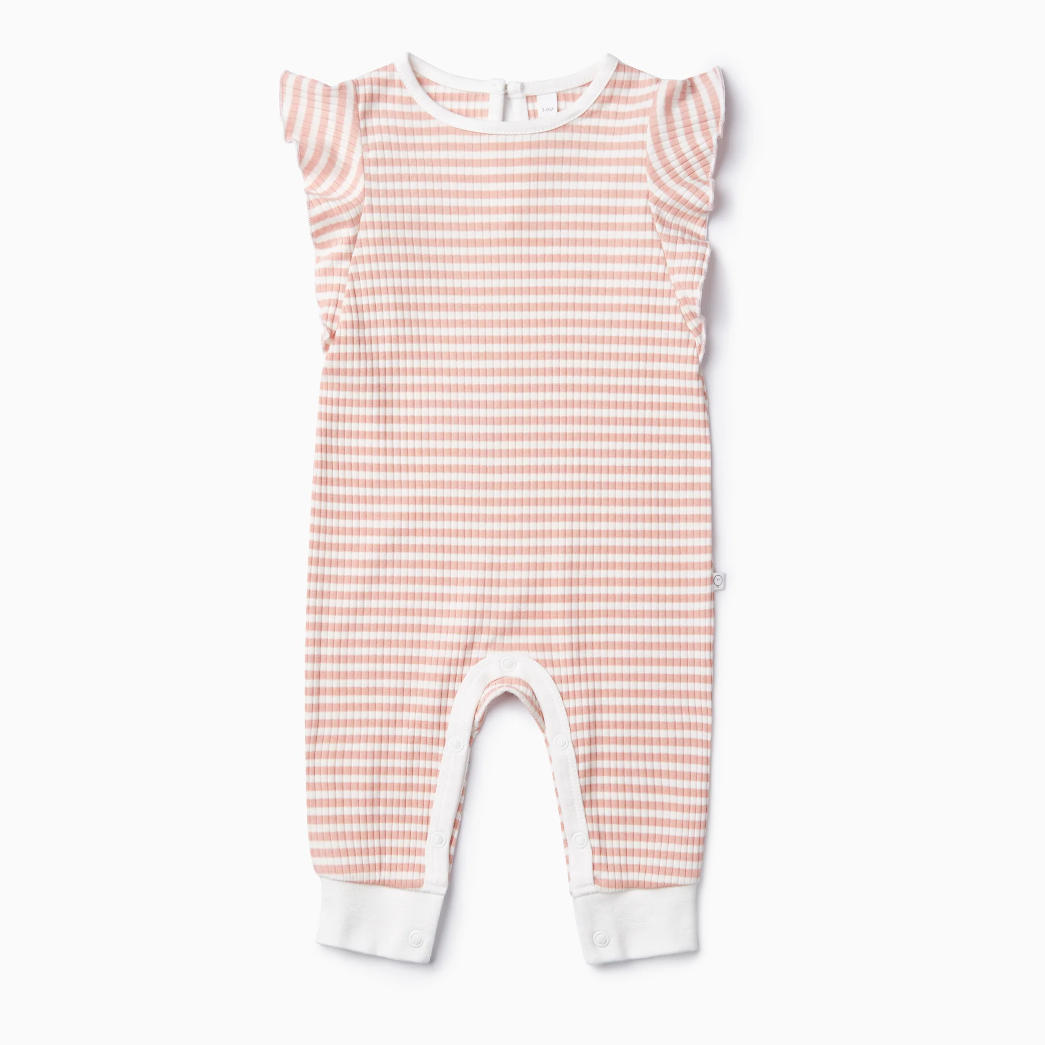 Pink Stripe Ribbed Frill Jumpsuit - Image 2