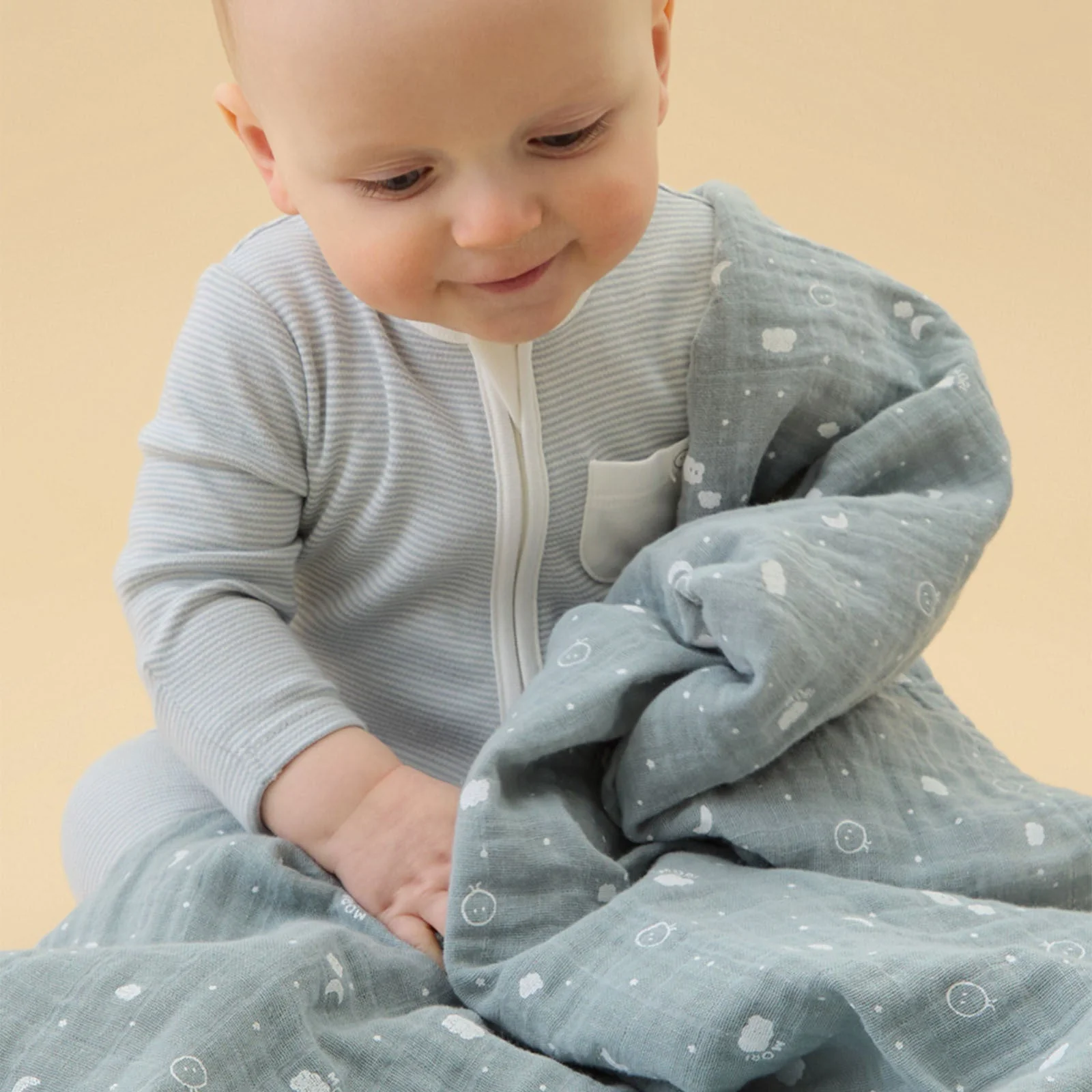 Pre-Washed Large Muslin Swaddle - Blue