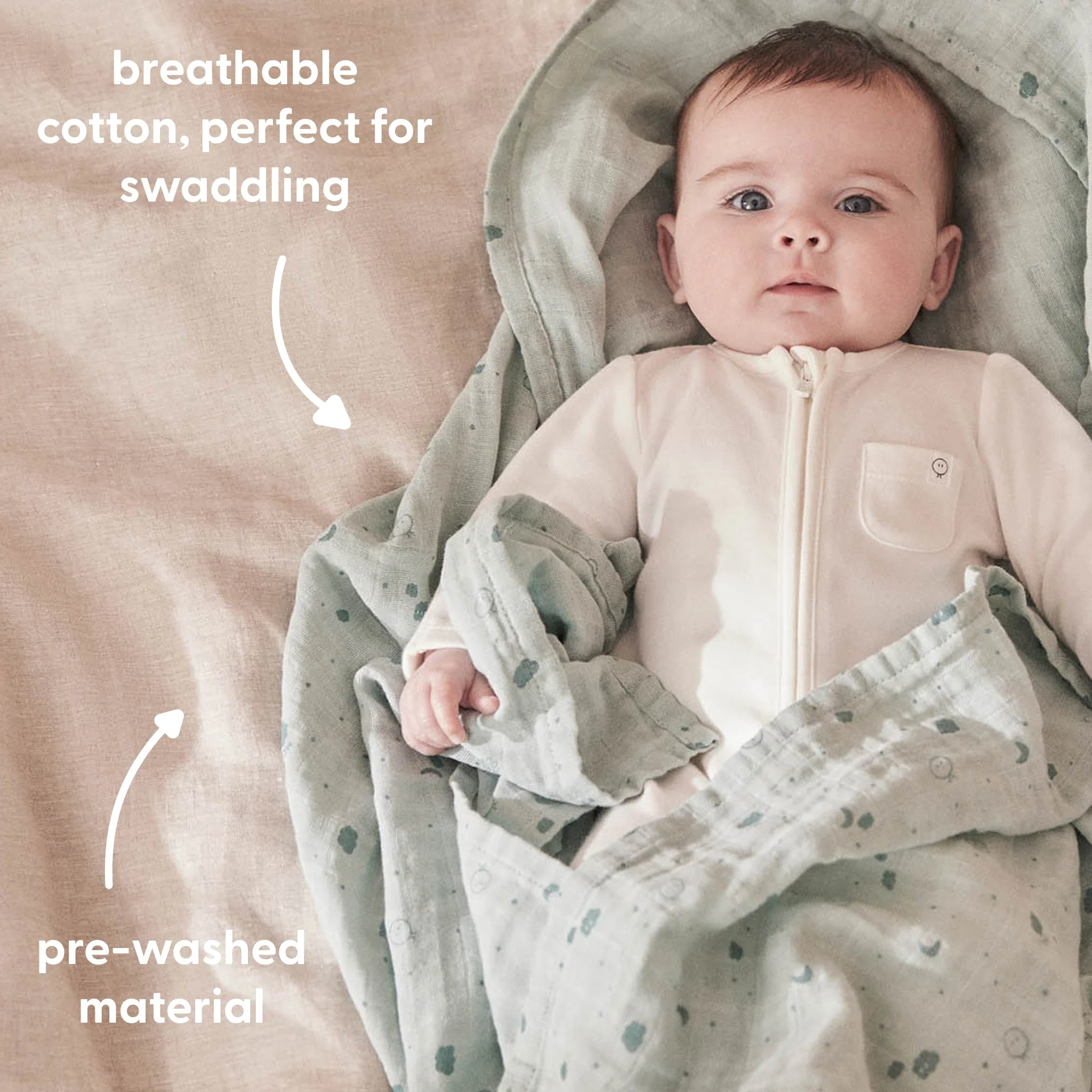 Pre-Washed Large Muslin Swaddle - Blue - Image 4